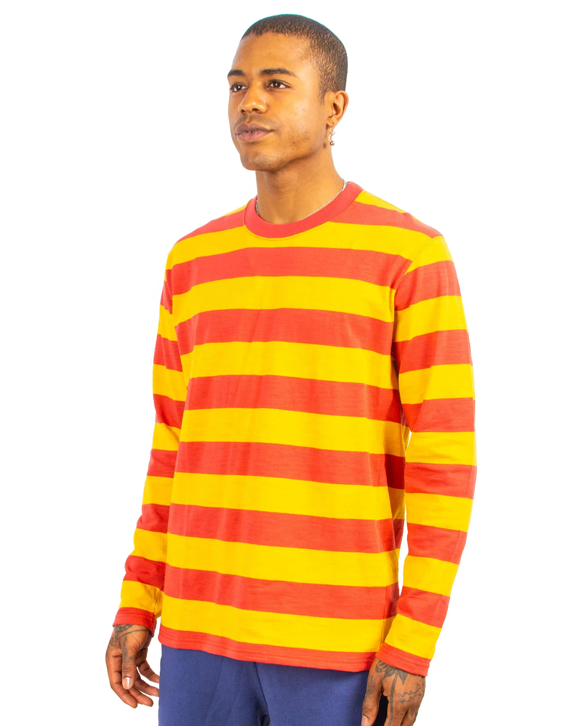 The Real McCoy's BC22005 Buco Stripe Tee L/S Salmon ComfortOptimizedConstruction