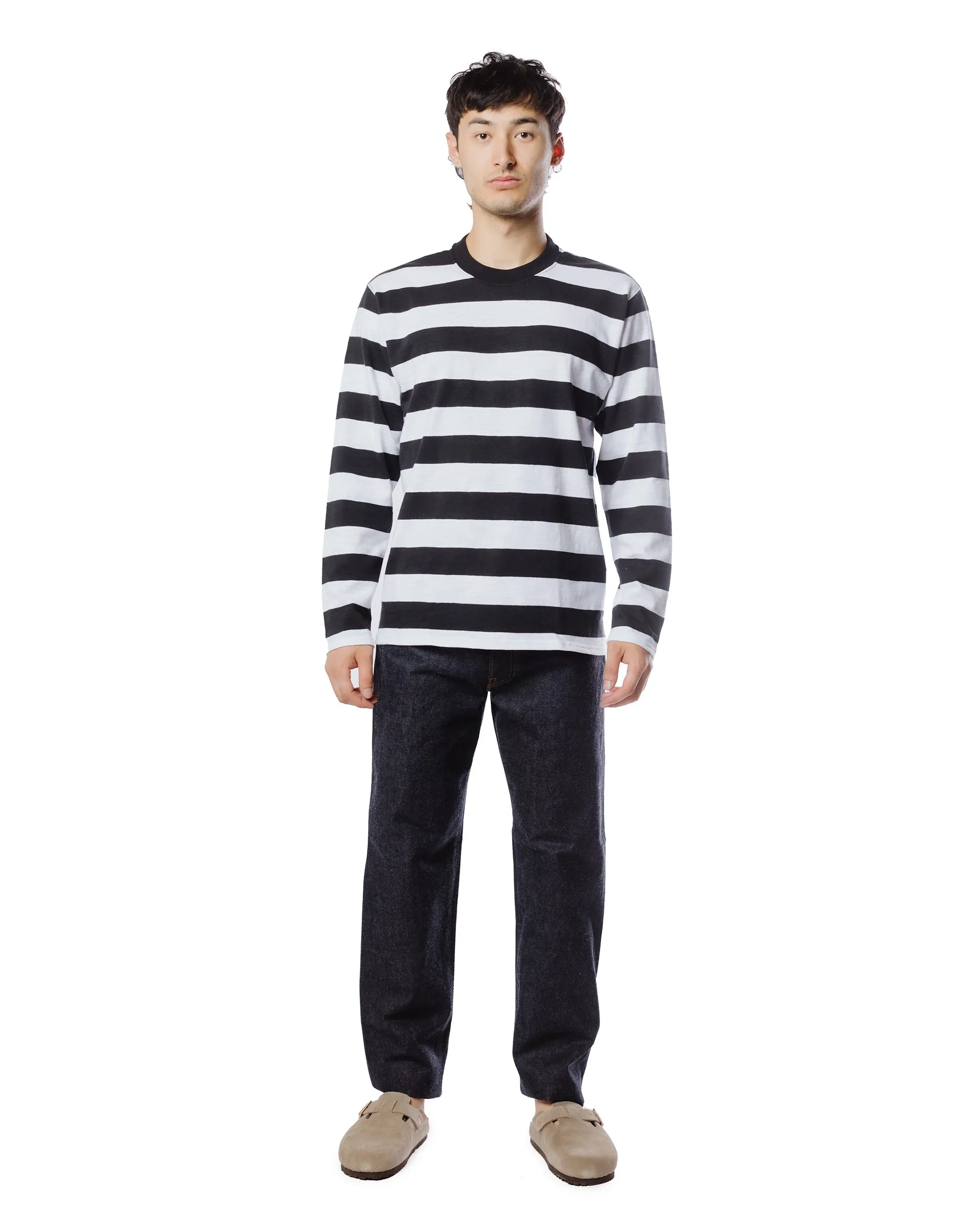 Anti Shrinkage Treatment Trendy Comfort Fit The Real McCoy's BC22005 Buco Stripe Tee L/S White