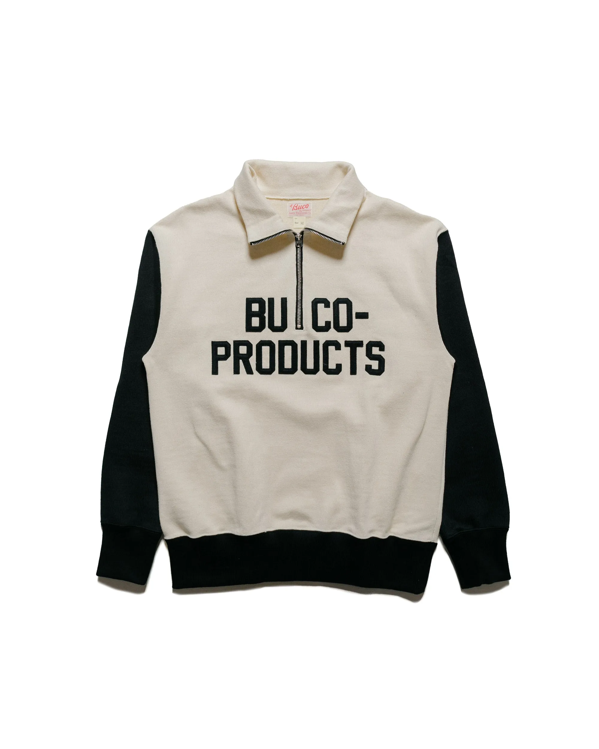The Real McCoy's BC23104 Buco Half-Zip Motorcycle Jersey / Buco-Product White/Black Comfortable For Walking product eyewear protection