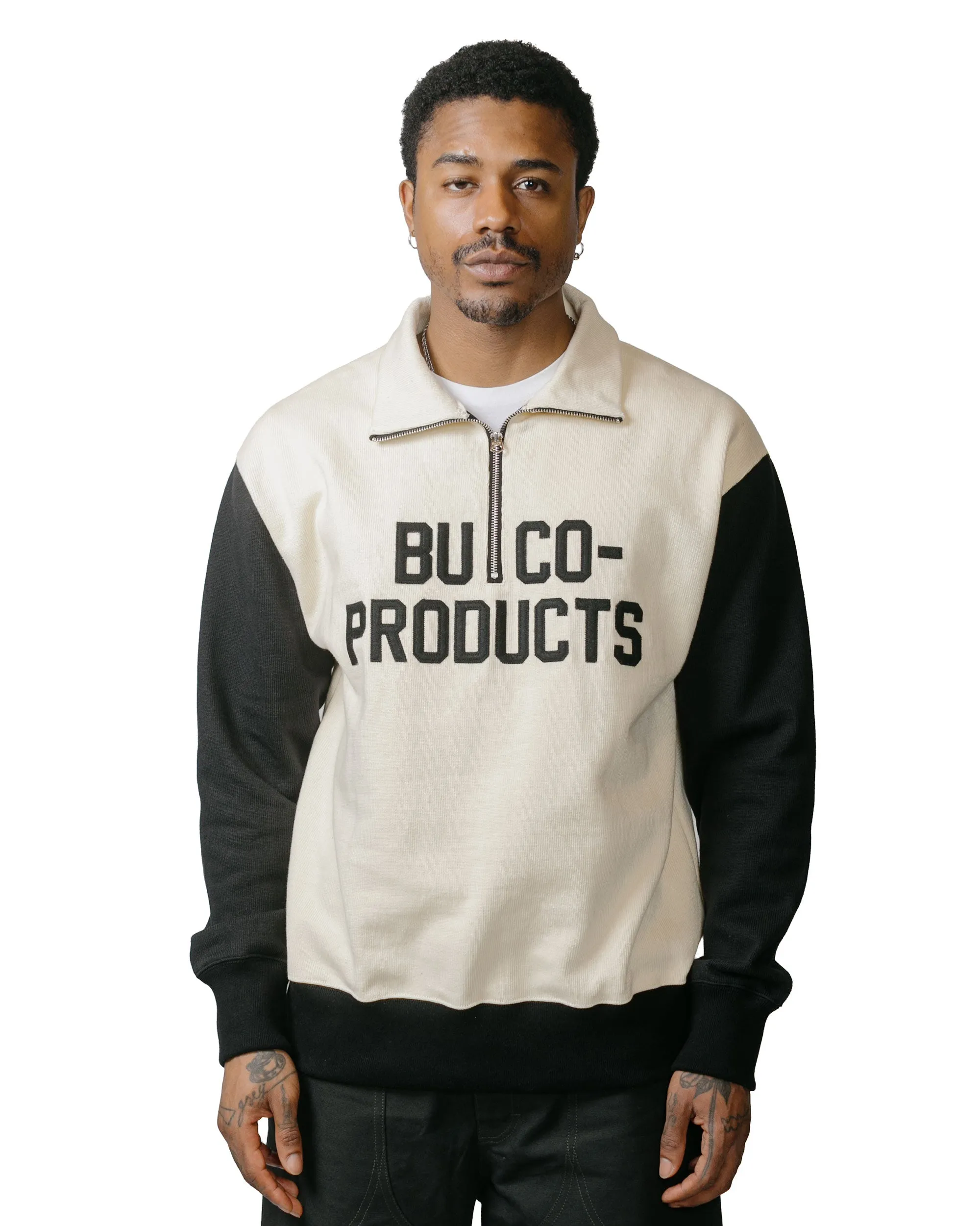 Street-Ready Look The Real McCoy's BC23104 Buco Half-Zip Motorcycle Jersey / Buco-Product White/Black