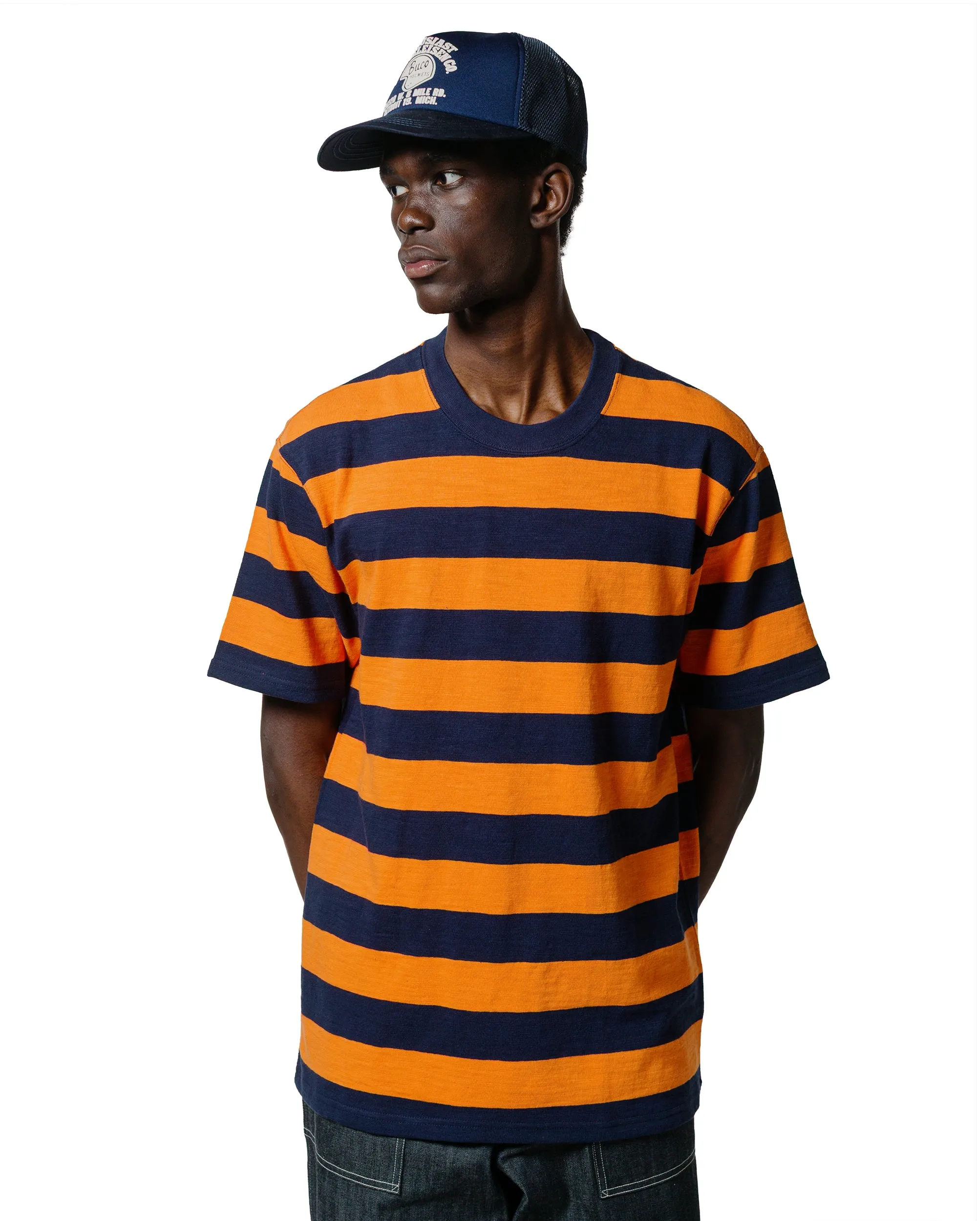Camping practicality The Real McCoy's BC24002 Buco Stripe Tee S/S Orange/Navy