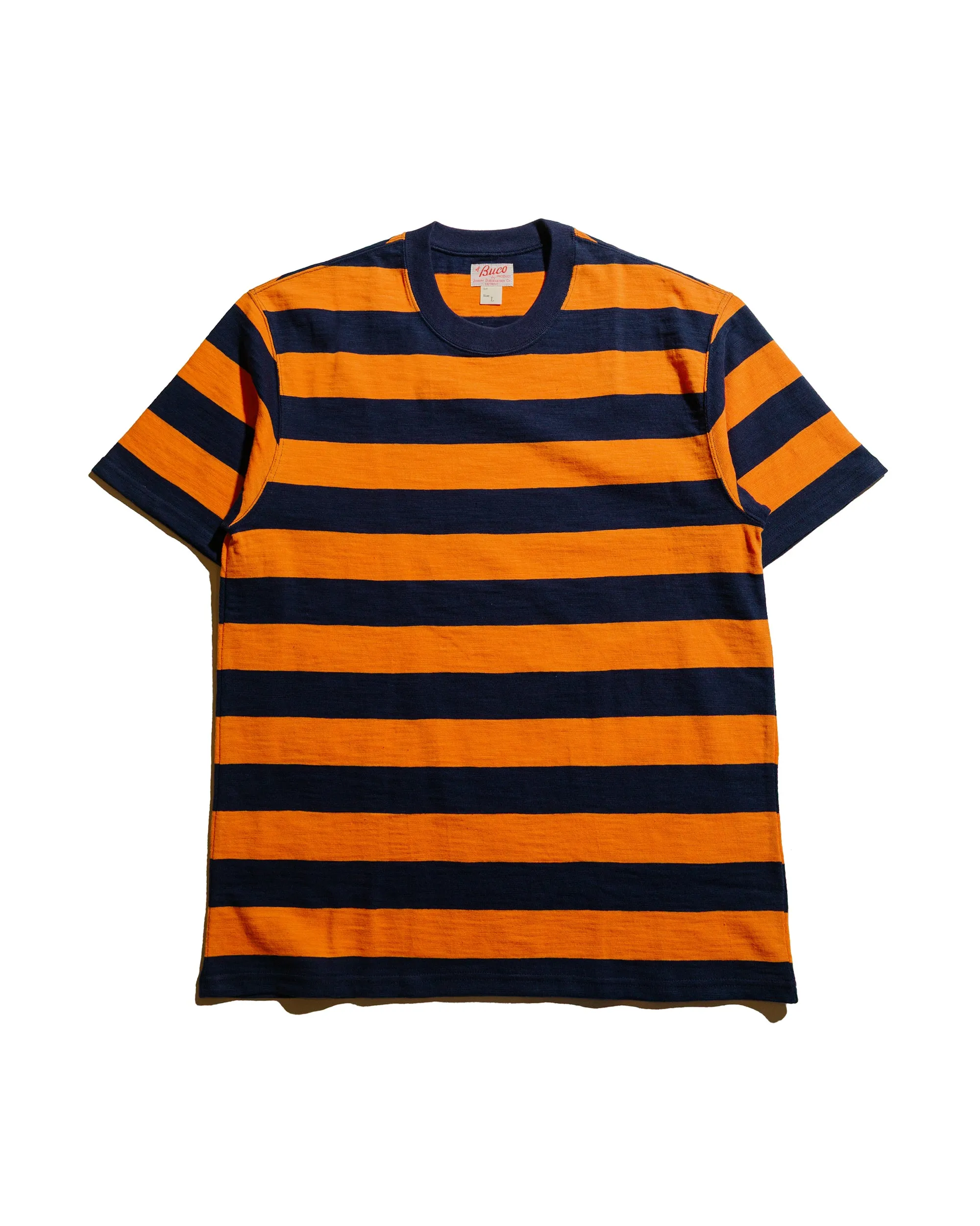 The Real McCoy's BC24002 Buco Stripe Tee S/S Orange/Navy Work efficiency Comfy Apparel