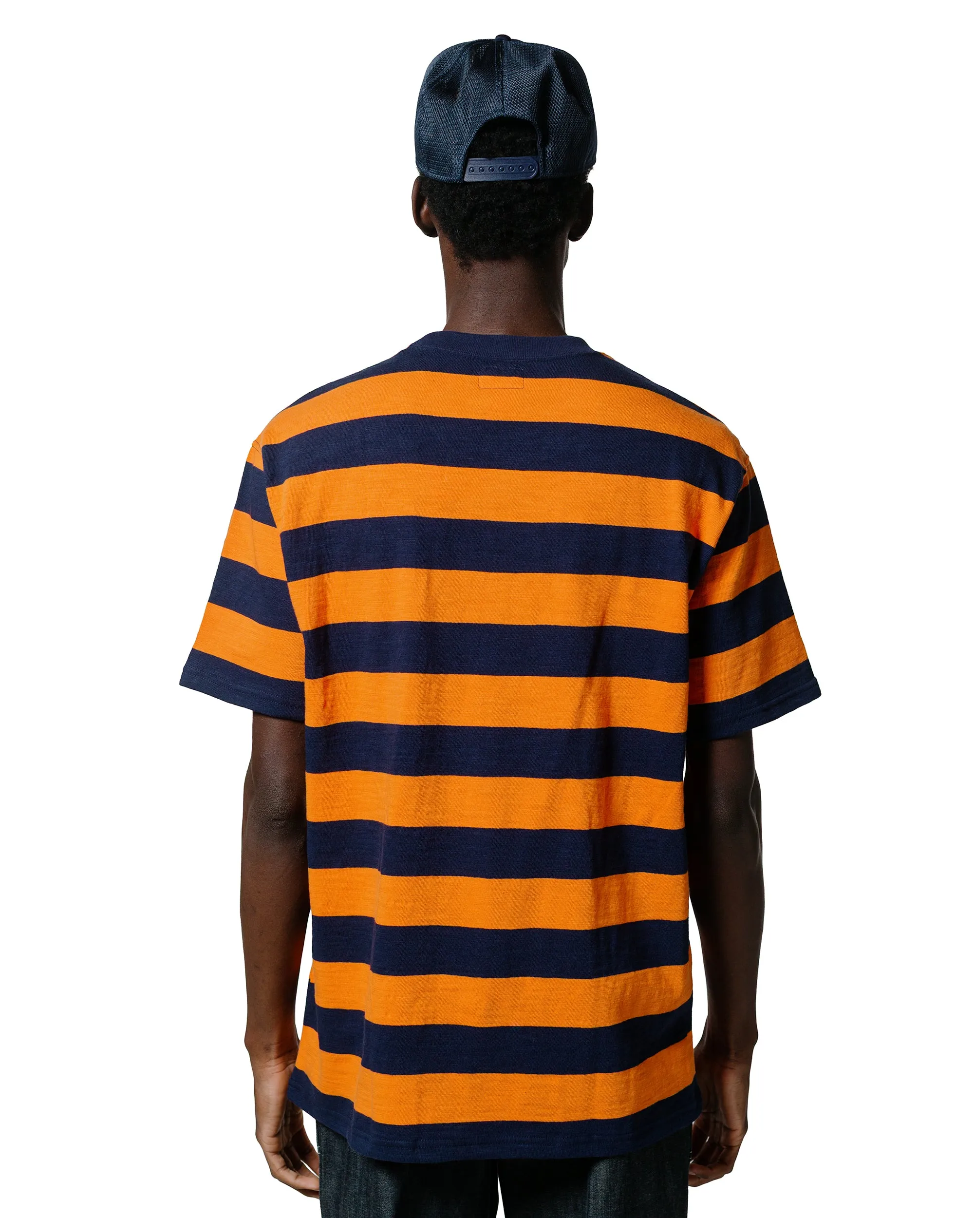 The Real McCoy's BC24002 Buco Stripe Tee S/S Orange/Navy college Minimalist fashion