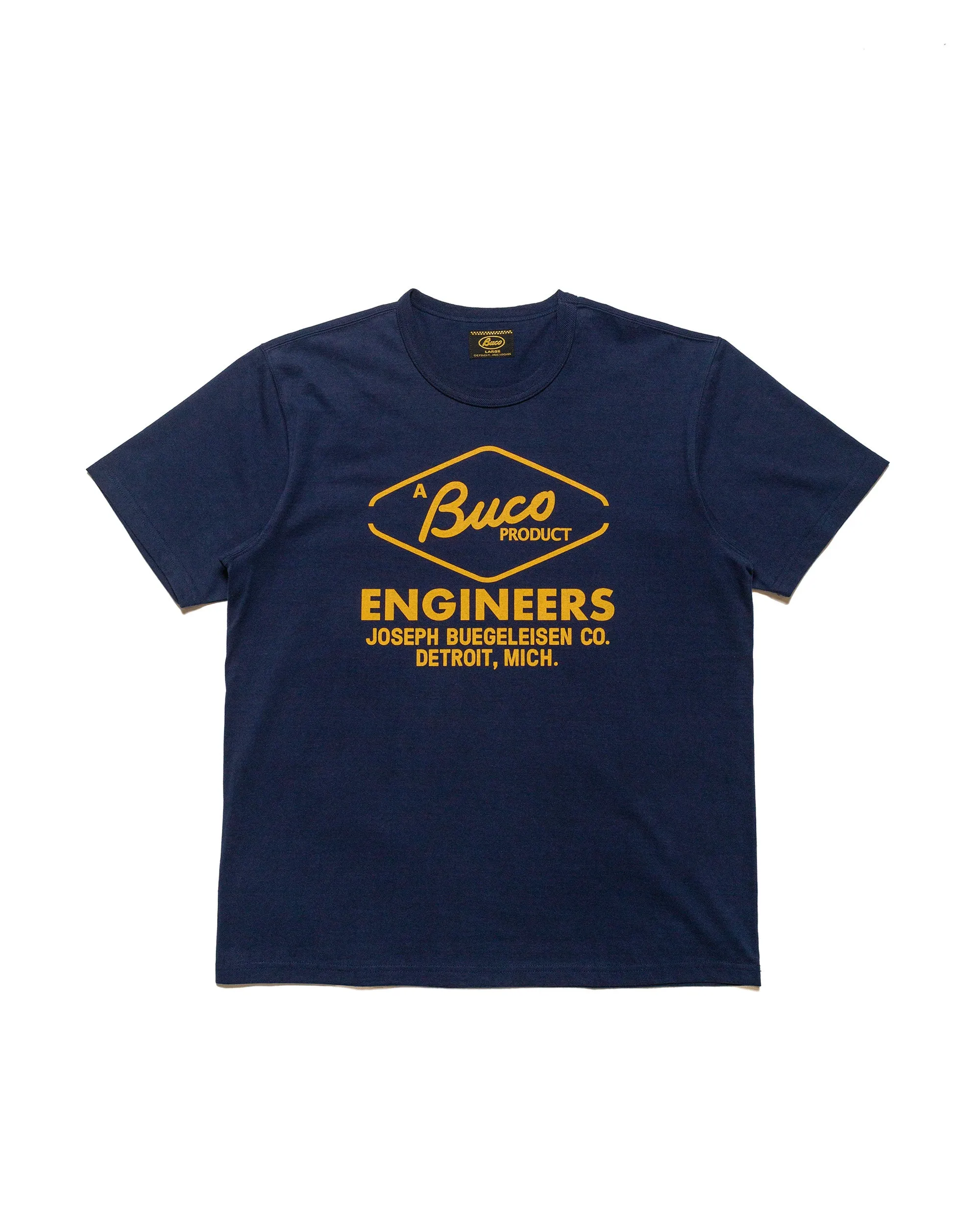 Smooth Neckline Odor Control Finish The Real McCoy's BC24003 Buco Tee / Engineers Navy