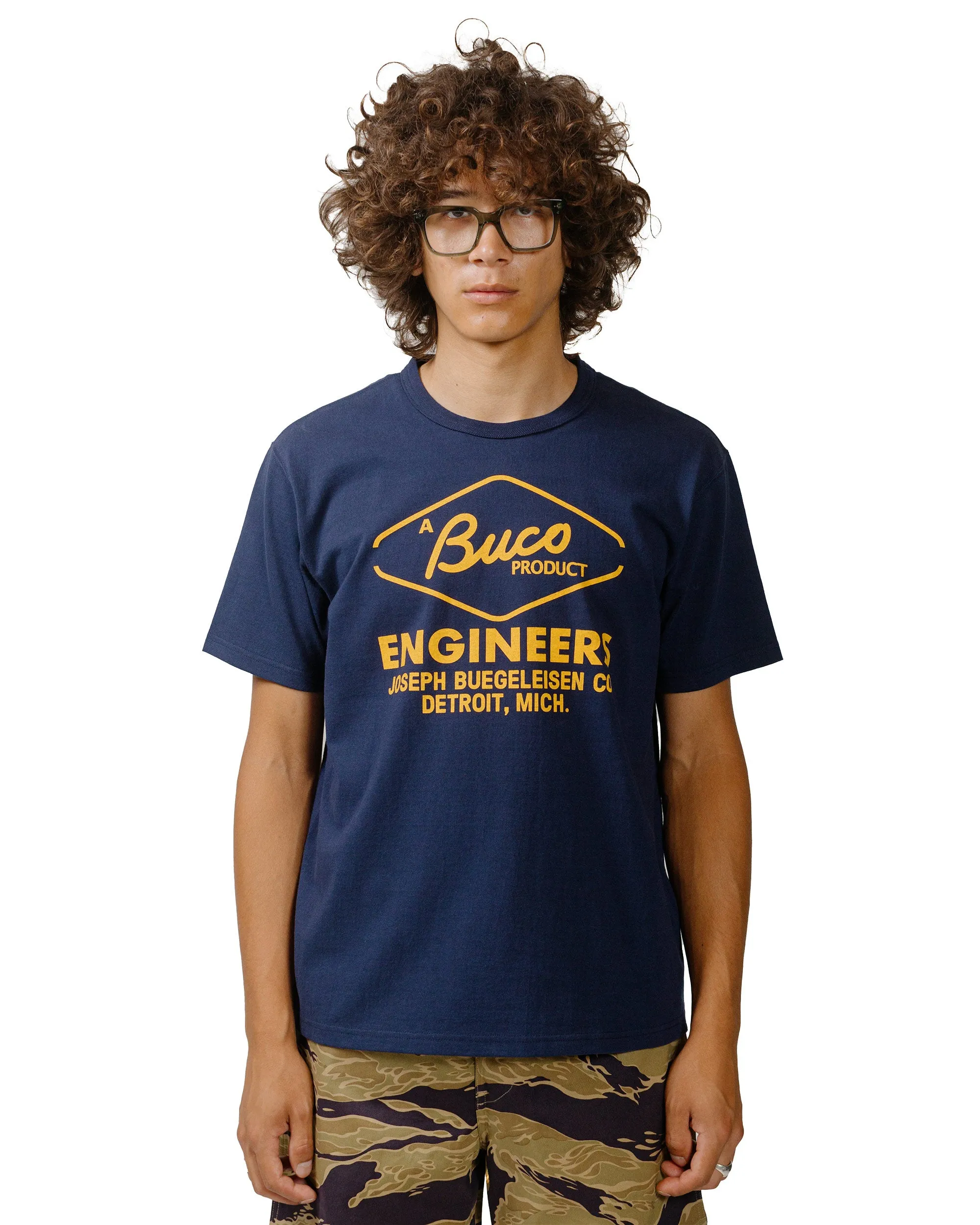 The Real McCoy's BC24003 Buco Tee / Engineers Navy Travel Friendly Chilly Comfort