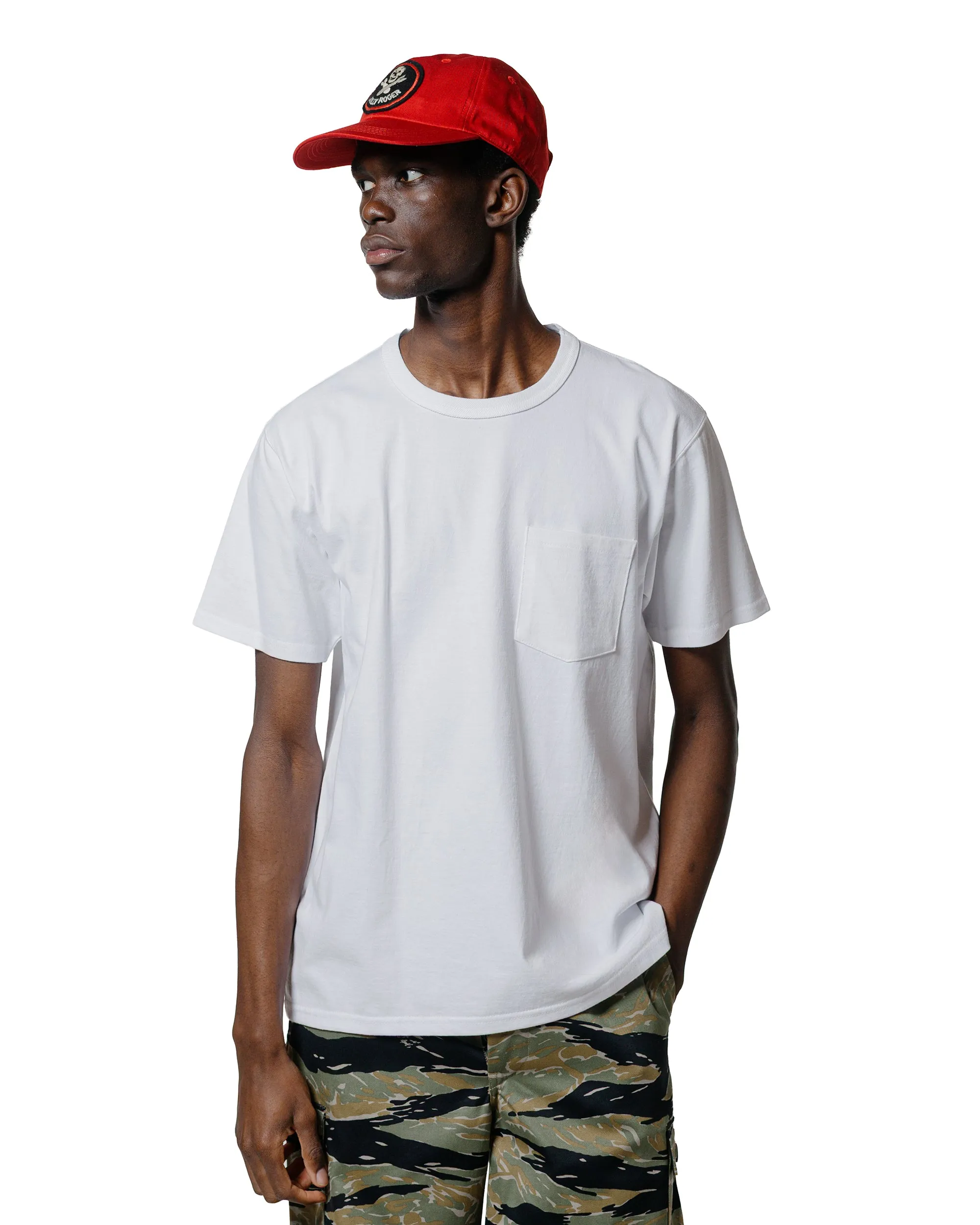 The Real McCoy's BC25003 Buco Tee / Skull Piston White Flexible Ribbed Cuffs Versatile Apparel