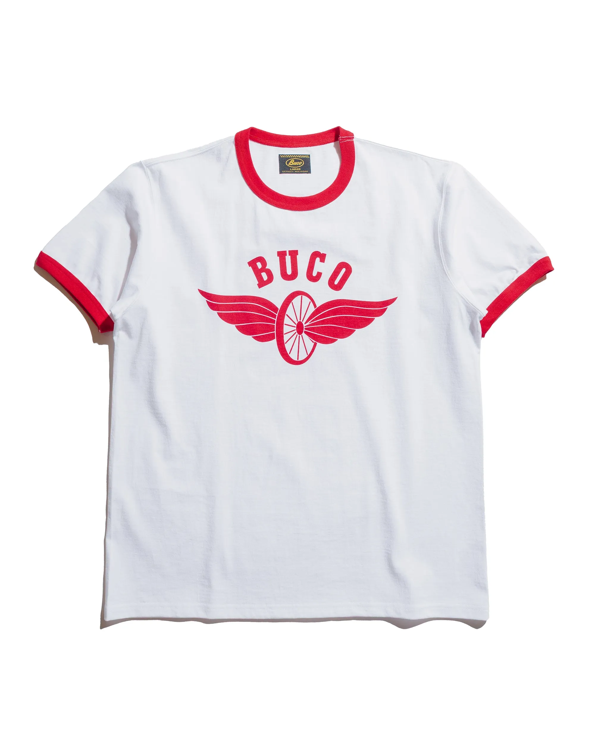 Modern innovation The Real McCoy's BC25004 Buco Tee / Flying Wheel White/Red