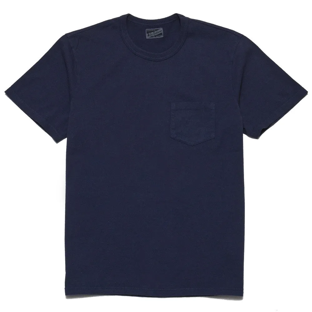 The Real McCoy's Joe McCoy MC16032 Overdyed Sportswear Pocket Tee Navy BreathableMaterial