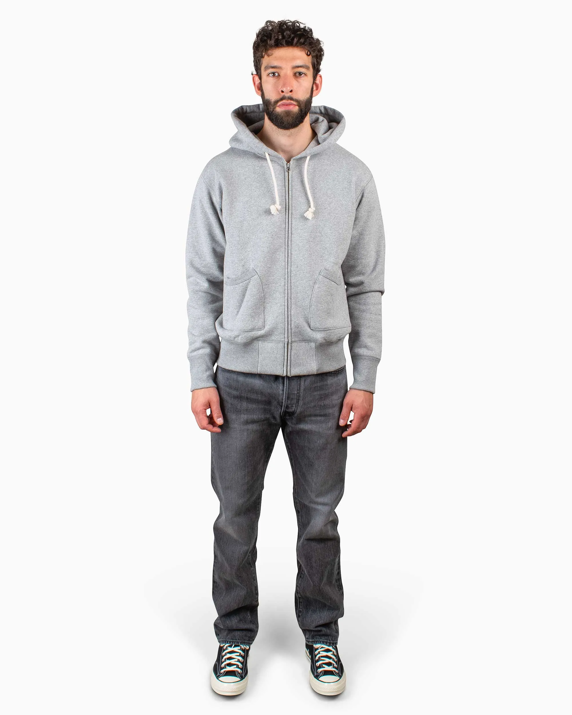 The Real McCoy??s MC18115 12oz. Full Zip Parka Medium Grey Brand Identity