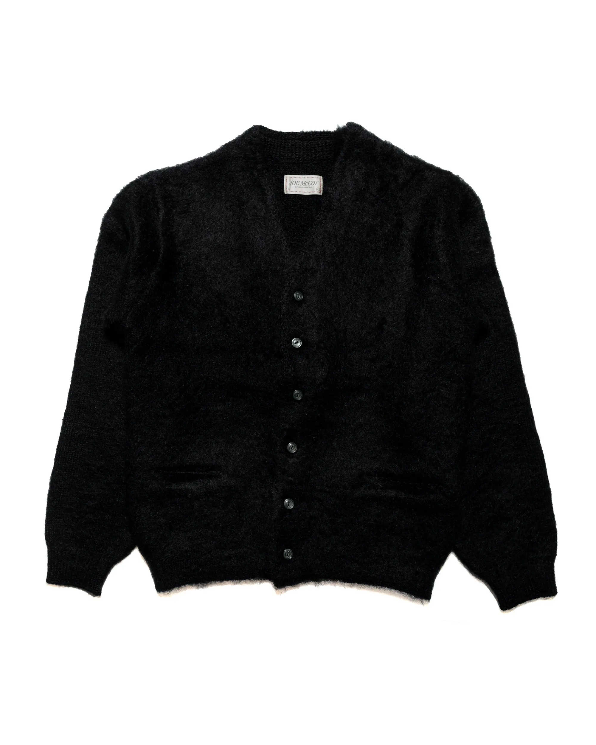 fringe accents Fashion Basic The Real McCoy's MC19103 JM Mohair Cardigan Black