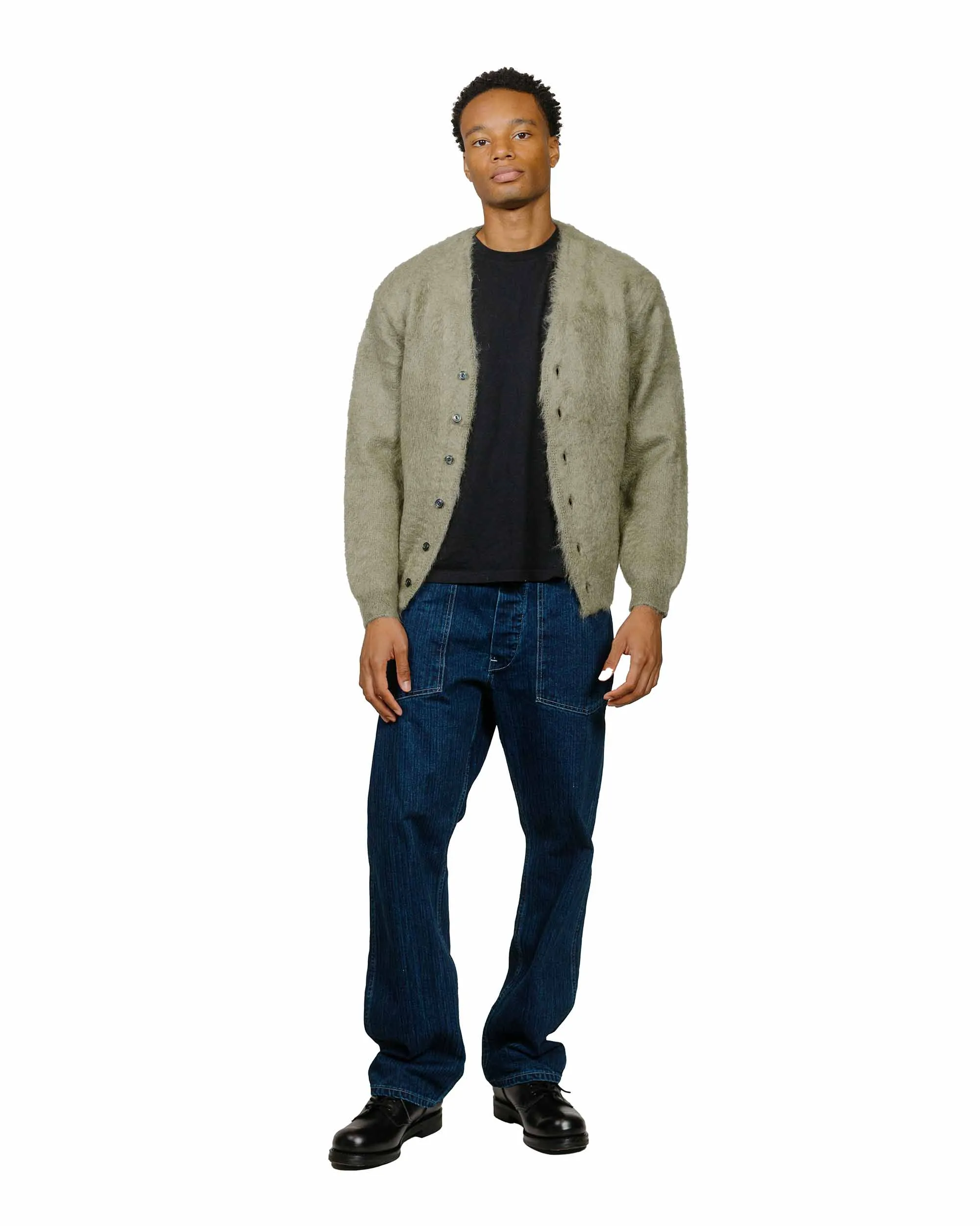 Street Bold Fashionable Look The Real McCoy's MC19103 JM Mohair Cardigan Mint