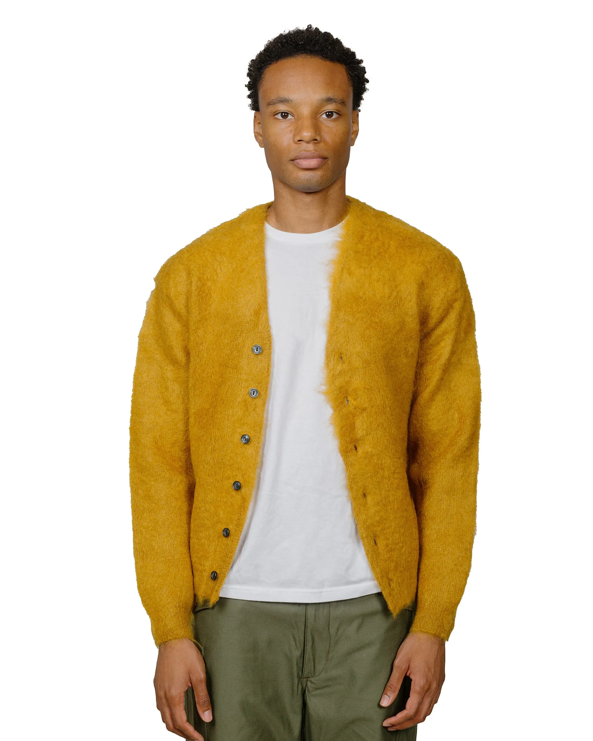 The Real McCoy's MC19103 JM Mohair Cardigan Mustard Sports Apparel