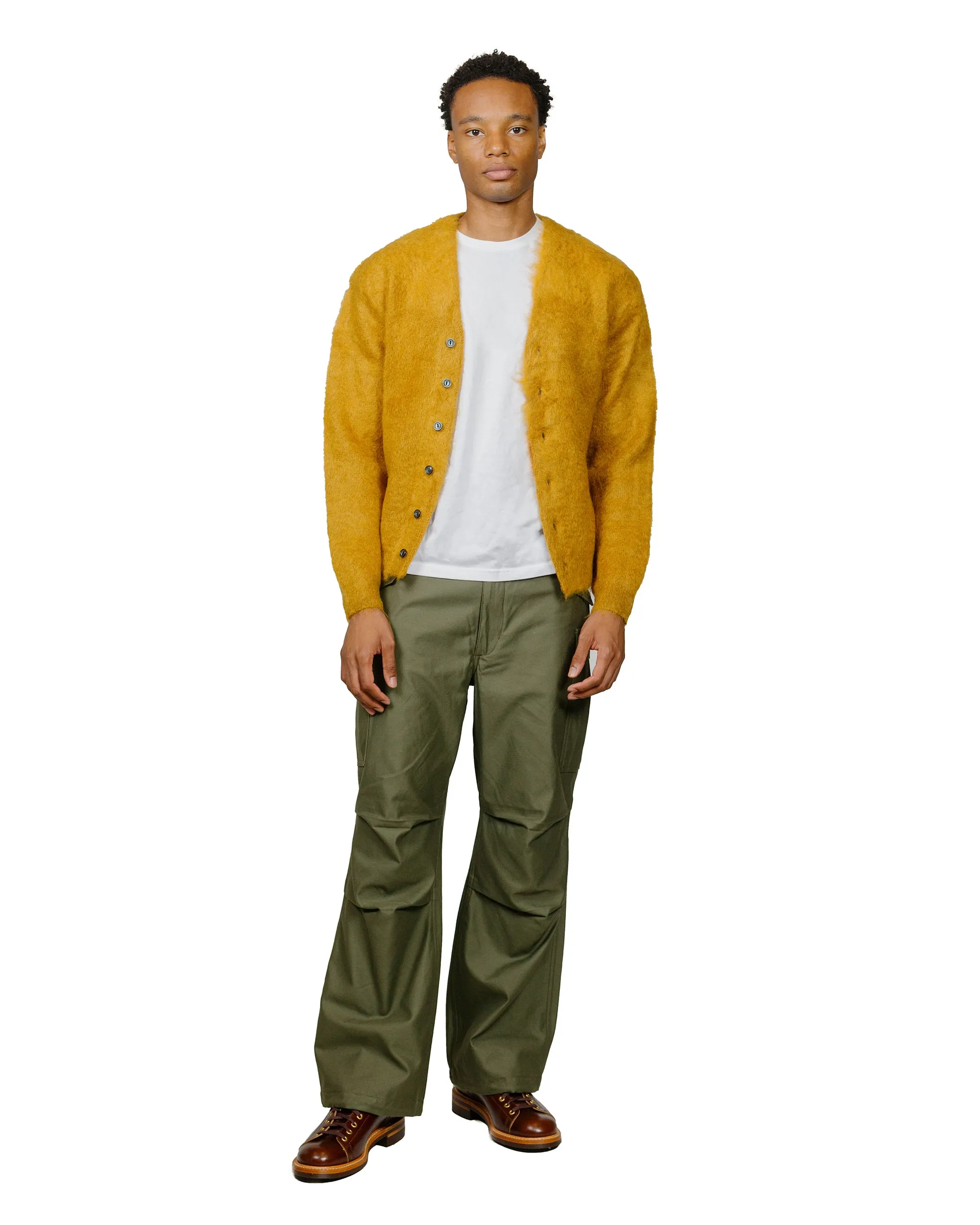 scarf accents Comfy Hoodies The Real McCoy's MC19103 JM Mohair Cardigan Mustard