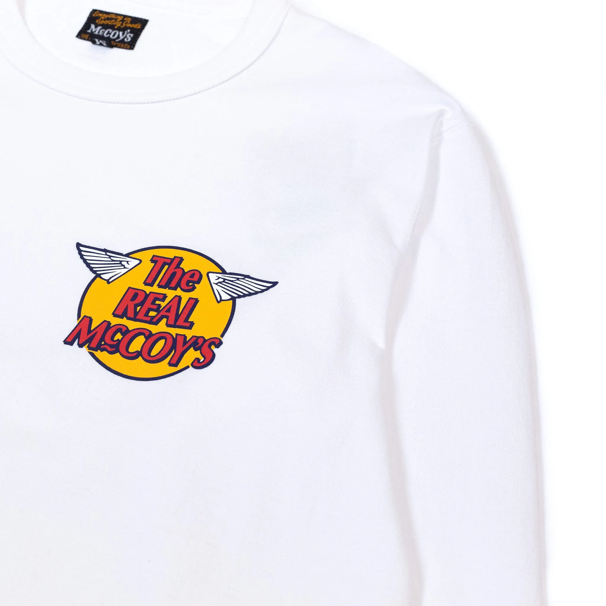 Fun and Relaxed Layering Must-Have The Real McCoy's MC20002 Logo Tee L/S White