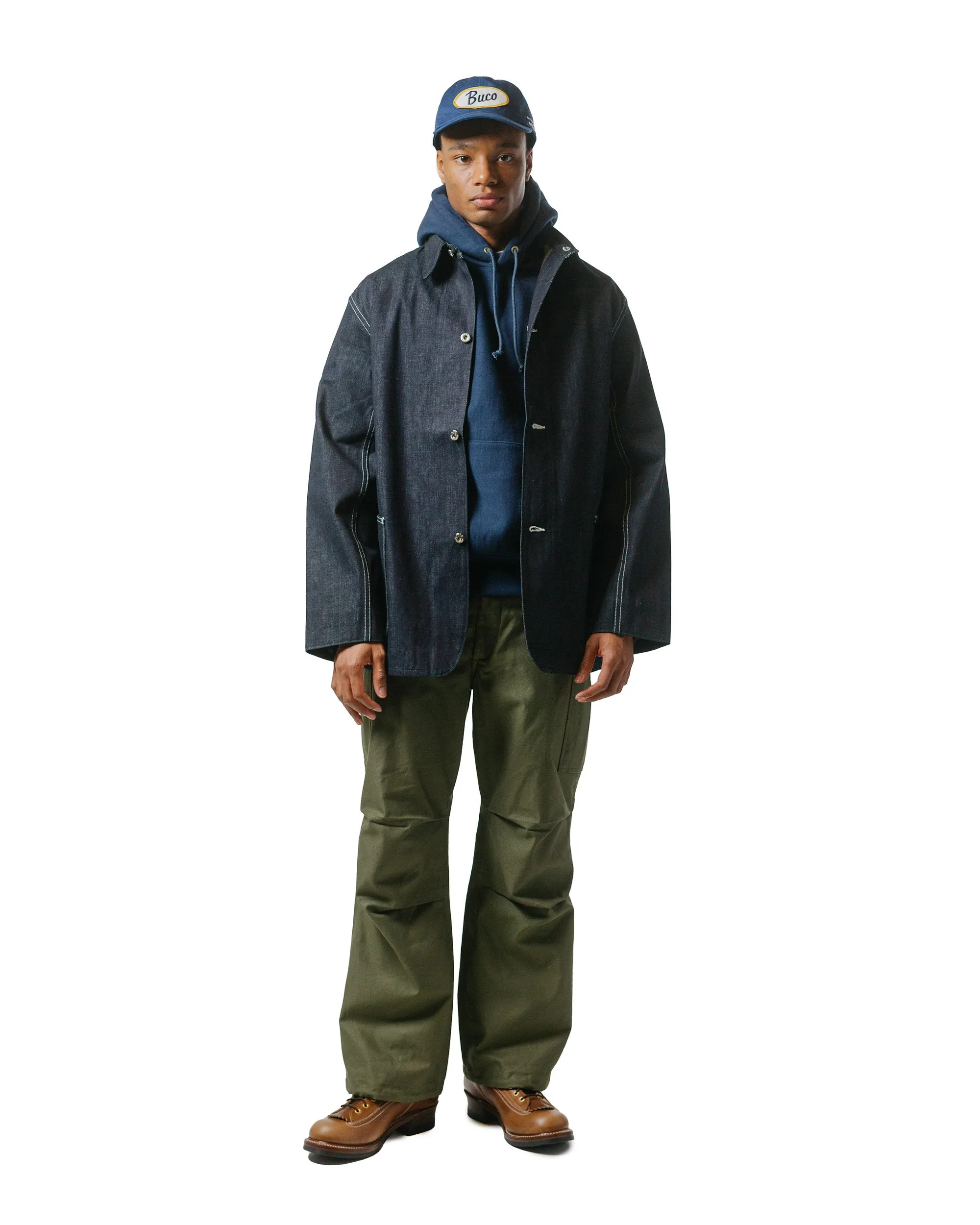 The Real McCoy's MC20113 Heavyweight Hooded Sweatshirt Navy Comfy Layers