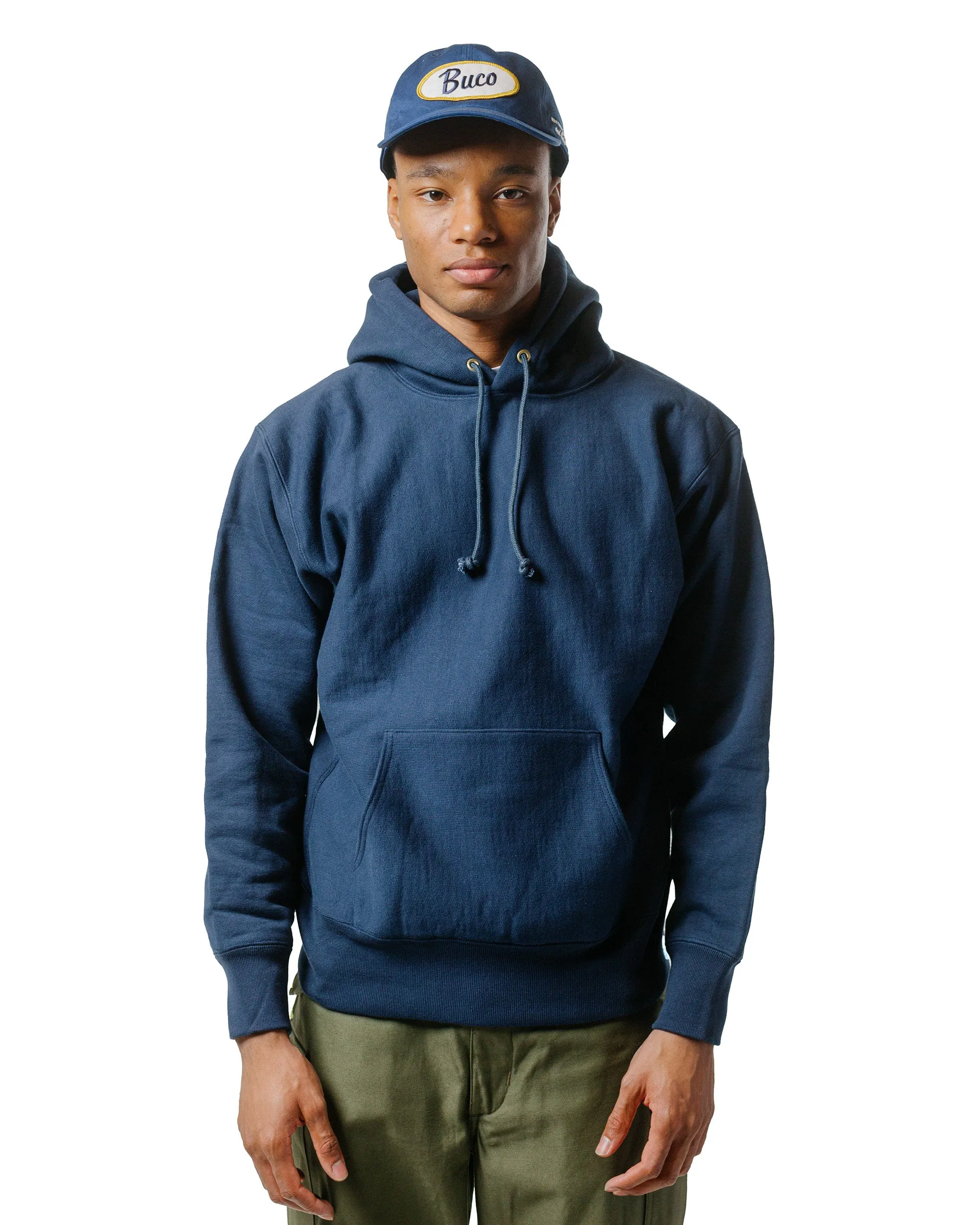 The Real McCoy's MC20113 Heavyweight Hooded Sweatshirt Navy Relaxed Apparel Sporty Fit