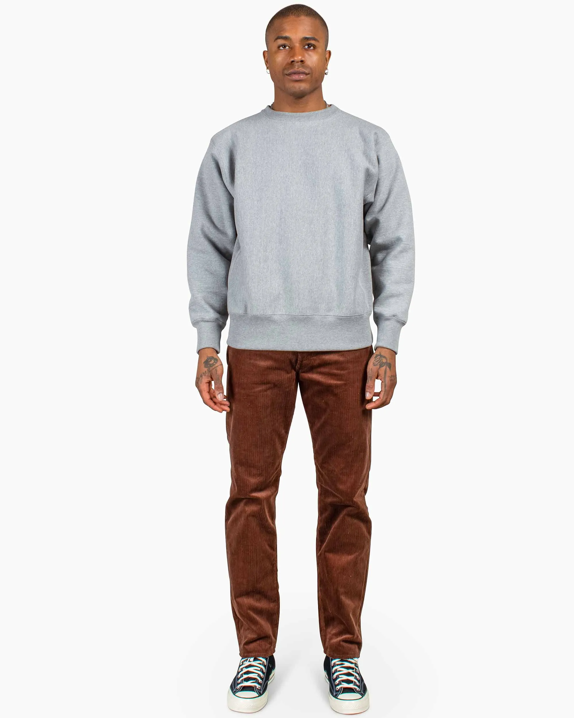 The Real McCoy's MC20114 Heavyweight Crewneck Sweatshirt Medium Grey Core Layer Neutral Colors