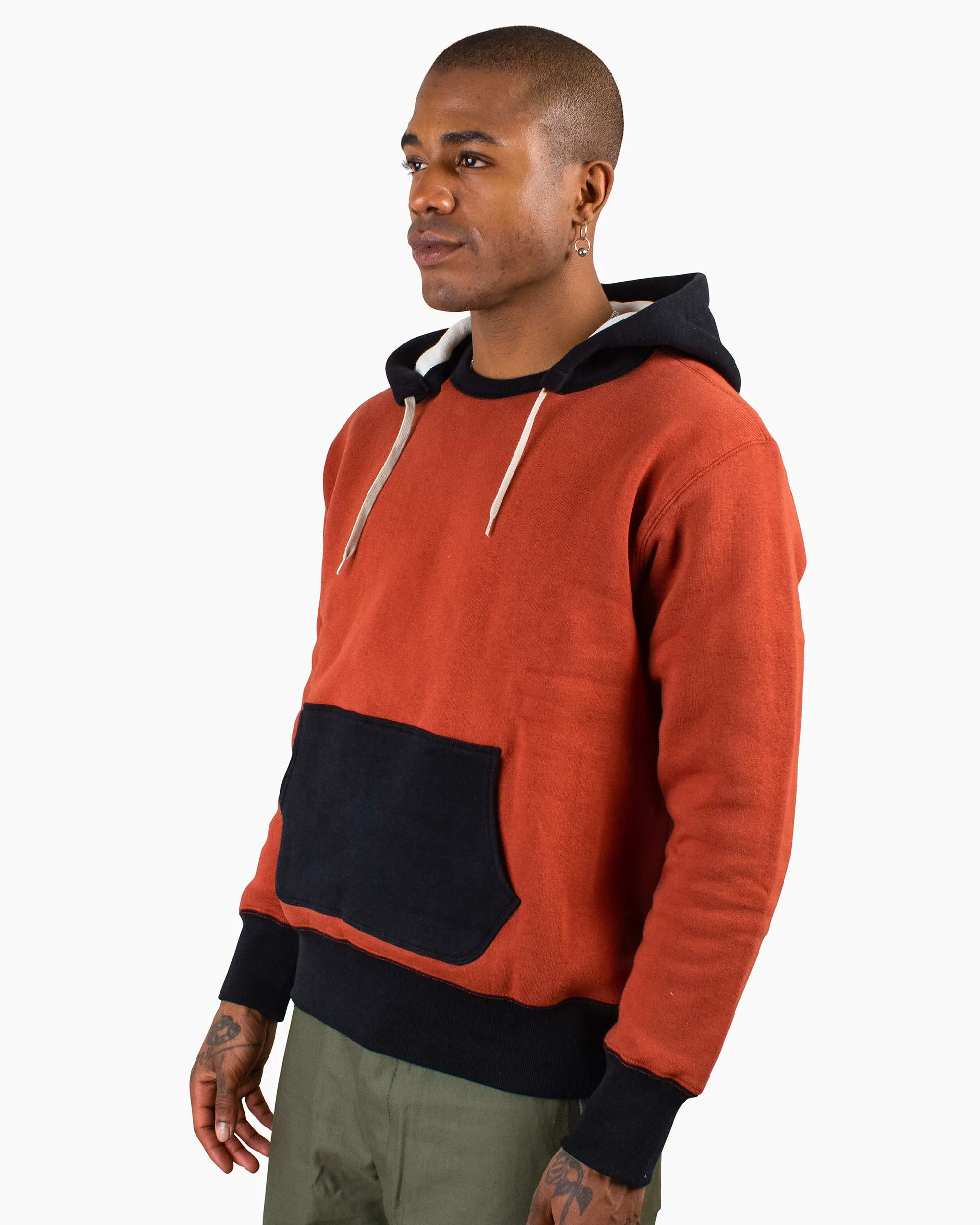The Real McCoy's MC20119 Double Face After-Hooded Sweatshirt Burgundy/Black Oversized Design