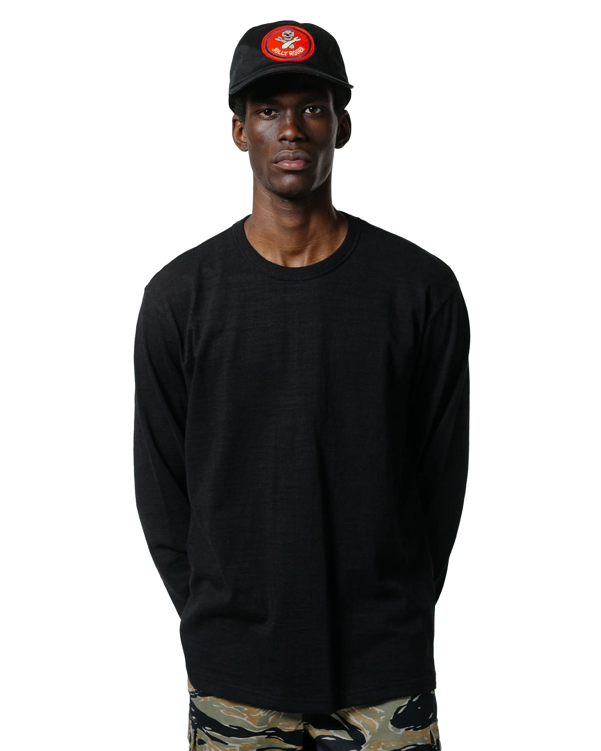 The Real McCoy's MC21109 Athletic L/S T-Shirt / Loop-Wheel Black Essential Look