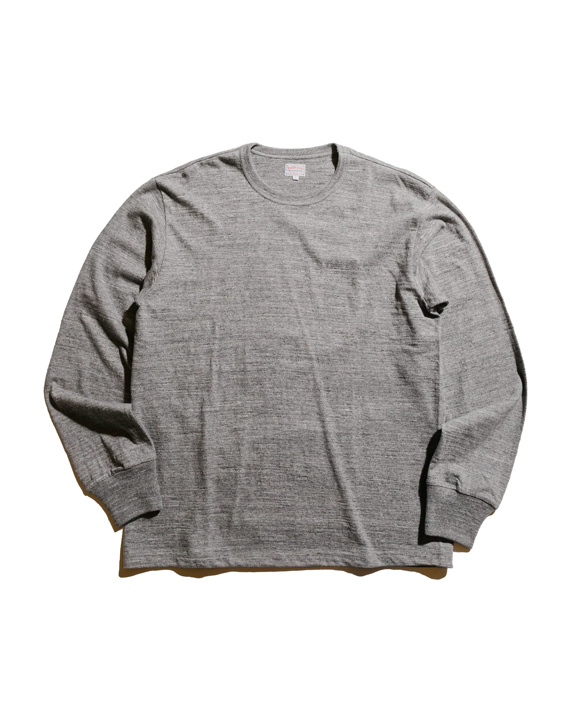 The Real McCoy's MC21109 Athletic L/S T-Shirt / Loop-Wheel Grey Comfy Casual Micro Perforation