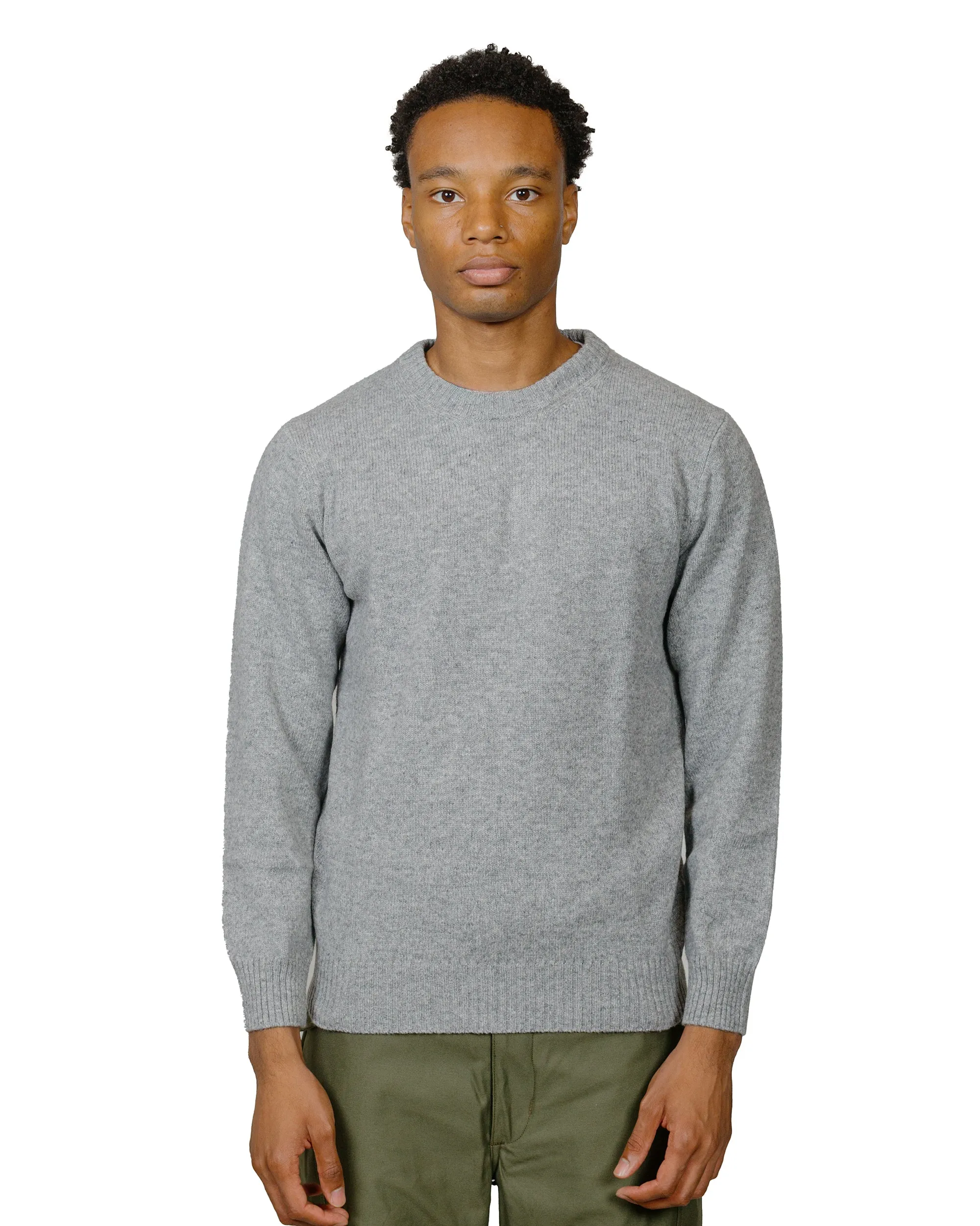 The Real McCoy's MC21114 Wool Crewneck Sweater Grey Classic Comfort goes with sneakers