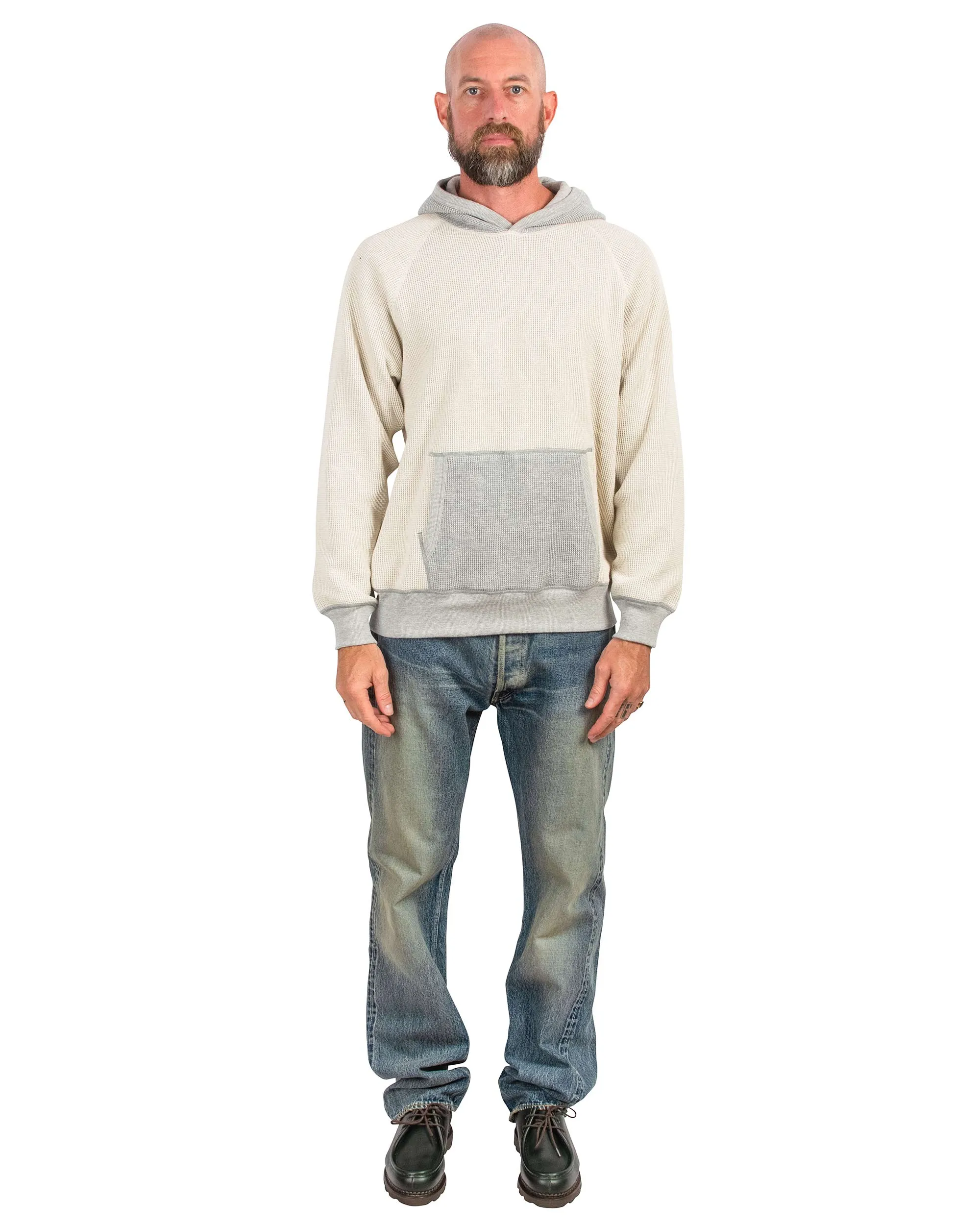 The Real McCoy's MC22005 Thermal Sweatshirt (Two-Tone) Grey graffiti print