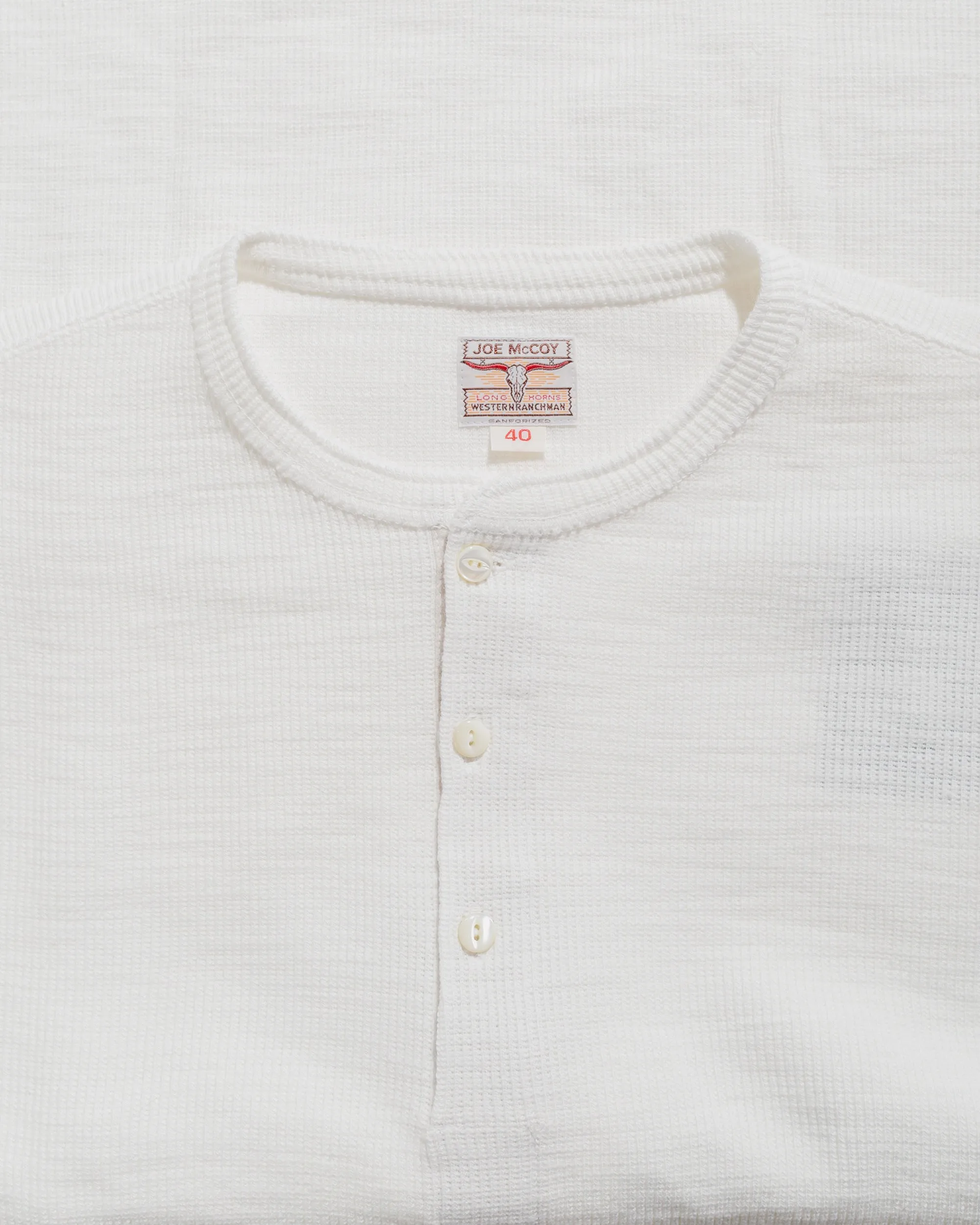Everyday Layer The Real McCoy's MC22120 Western Cardigan Stitch Henley Shirt White