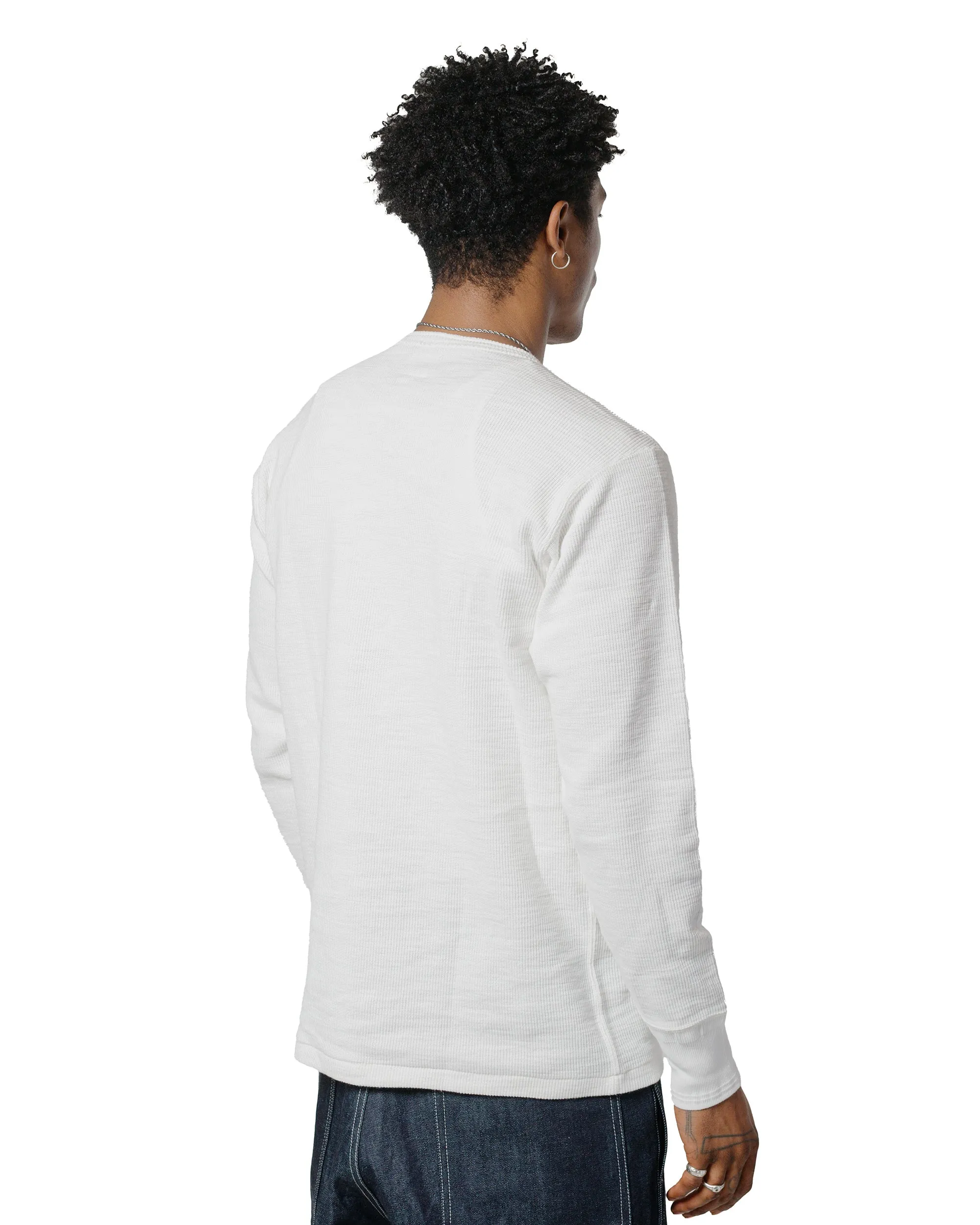 product sporty appeal The Real McCoy's MC22120 Western Cardigan Stitch Henley Shirt White