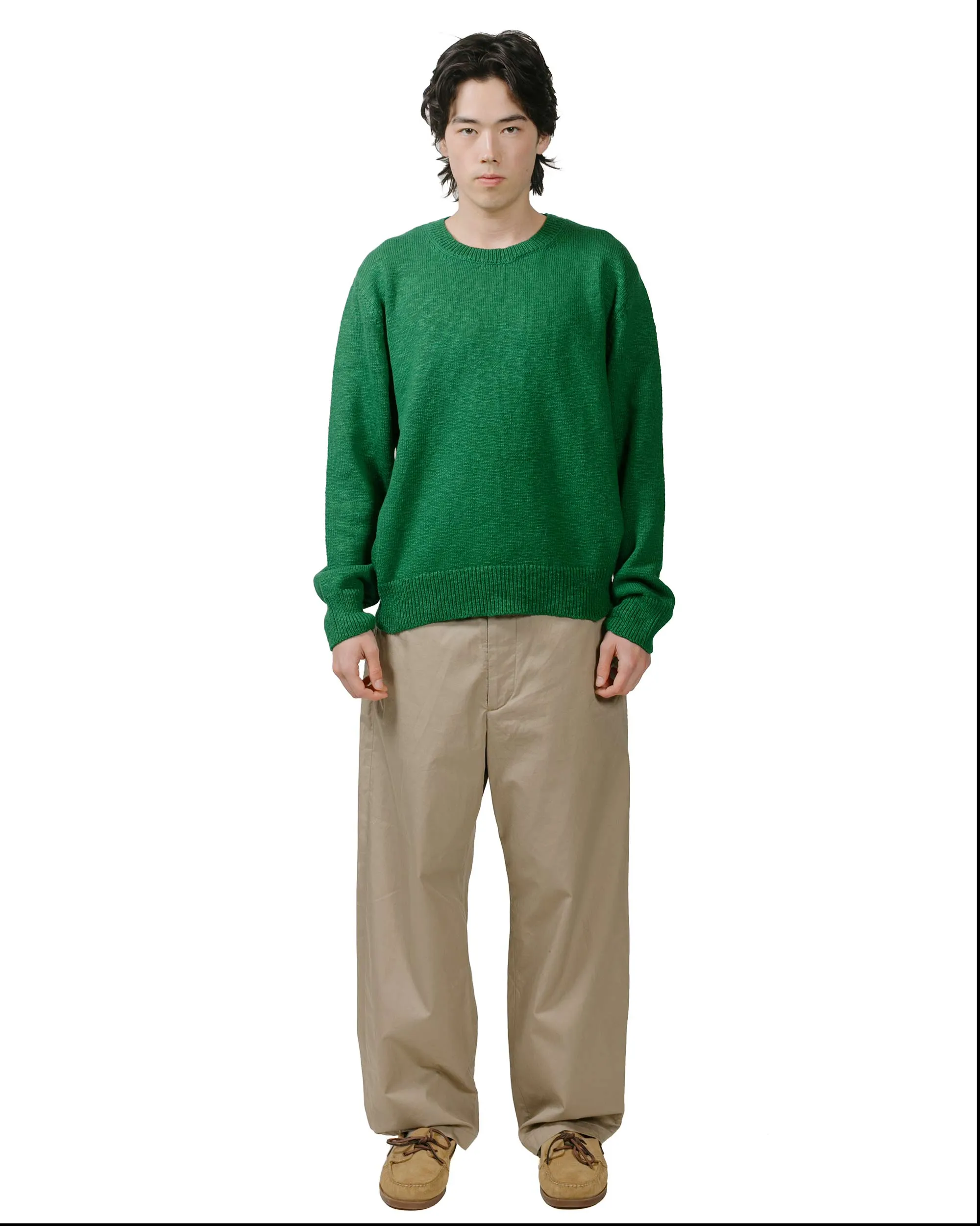 Floral Print The Real McCoy's MC23014 Cotton Crewneck Sweater Green