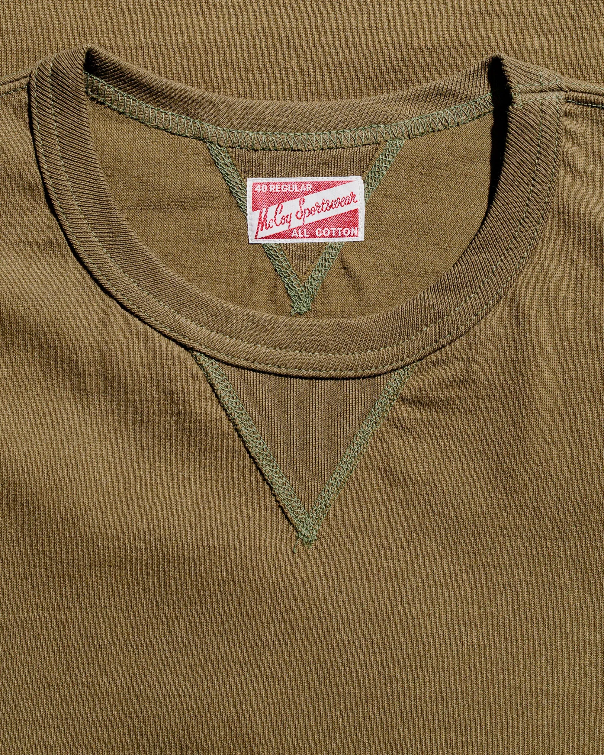 The Real McCoy's MC23020 Gusset Tee Olive Classic Outfit Elegant Detail