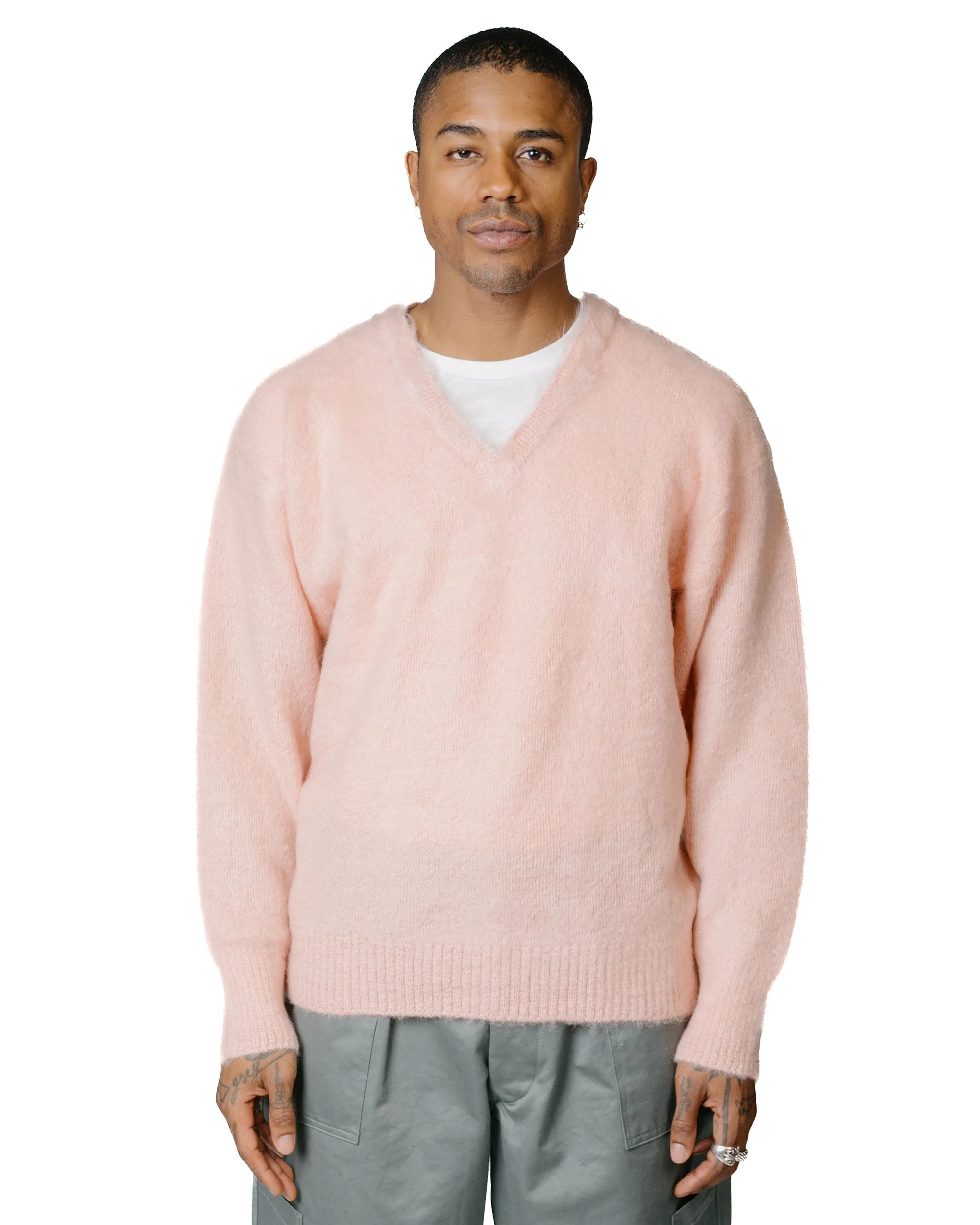 Modern Look The Real McCoy's MC23109 JM Mohair V-Neck Sweater Flamingo