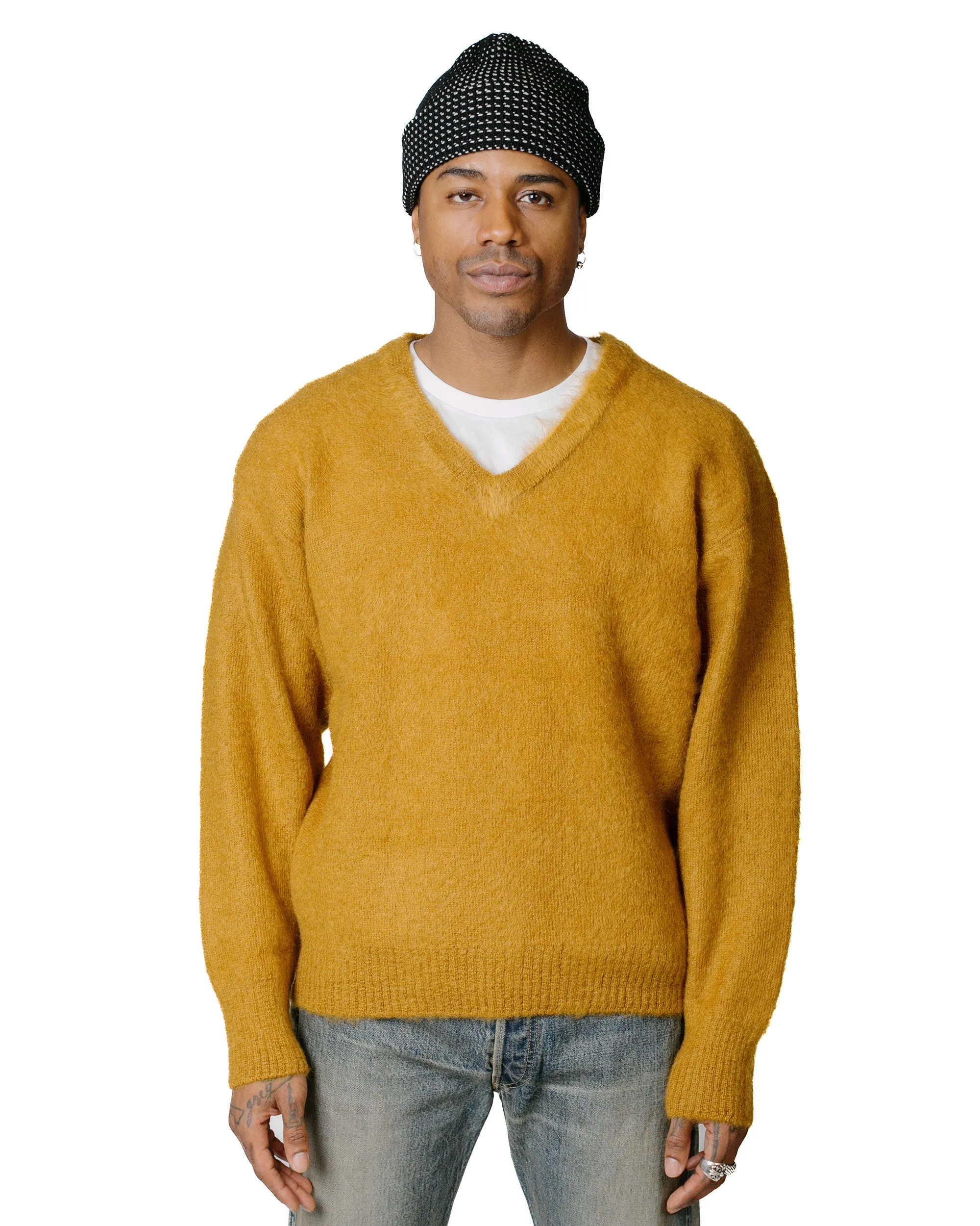 product premium quality assurance Cozy Street The Real McCoy's MC23109 JM Mohair V-Neck Sweater Mustard
