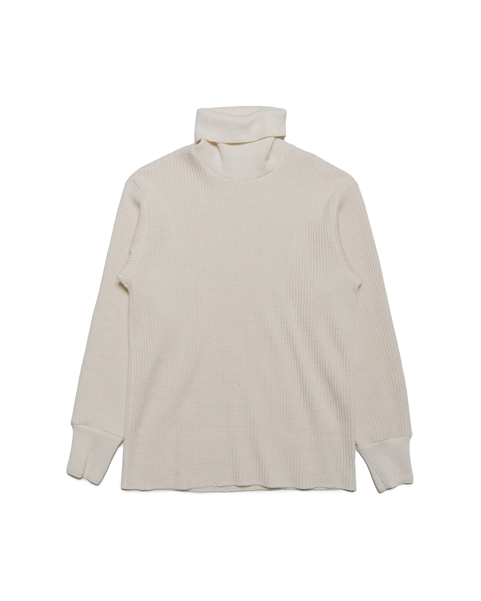 stud accents The Real McCoy's MC23110 High Neck Thermal Shirt Ecru