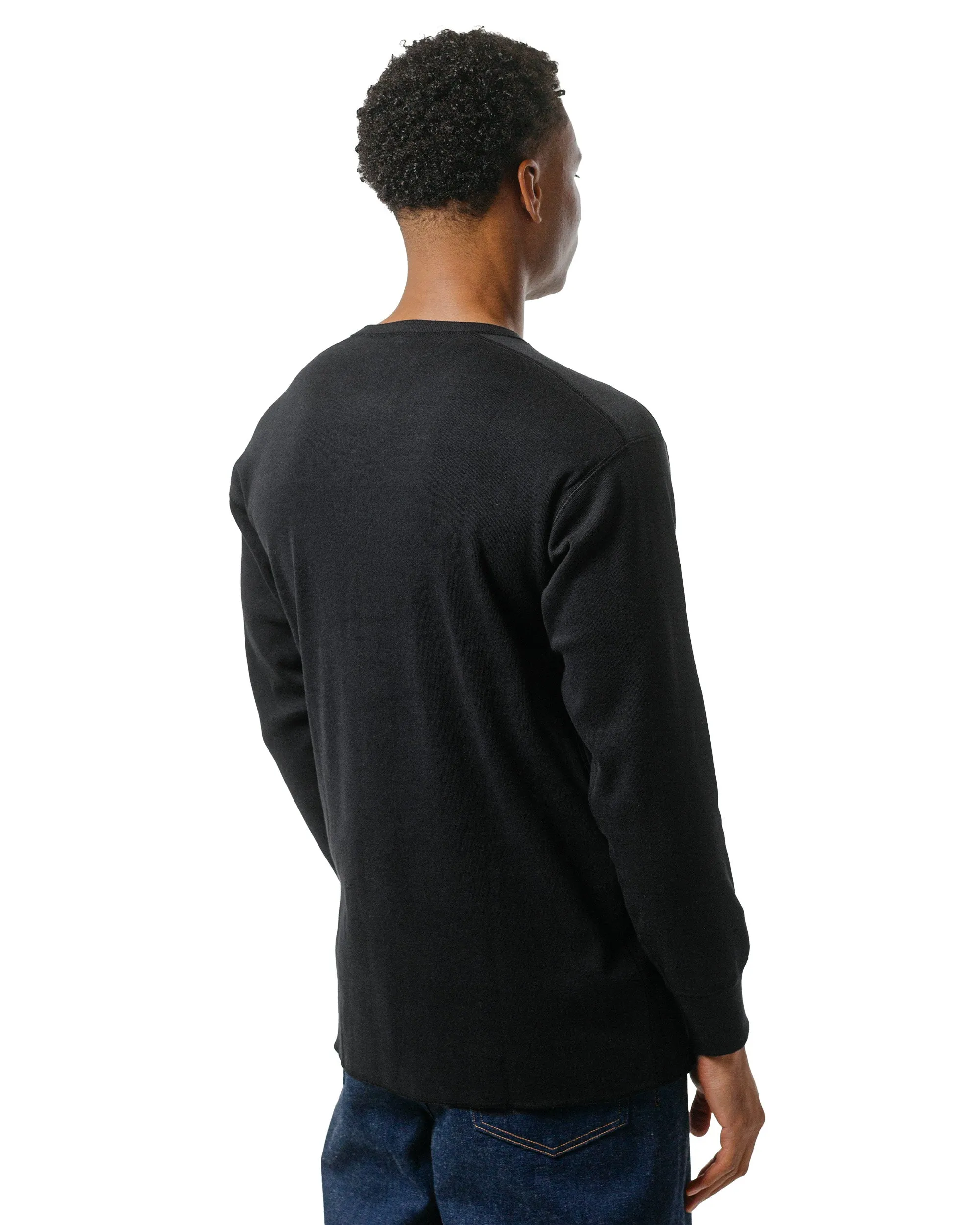 The Real McCoy's MC23111 Union Henley Undershirt L/S Black Plaid Design