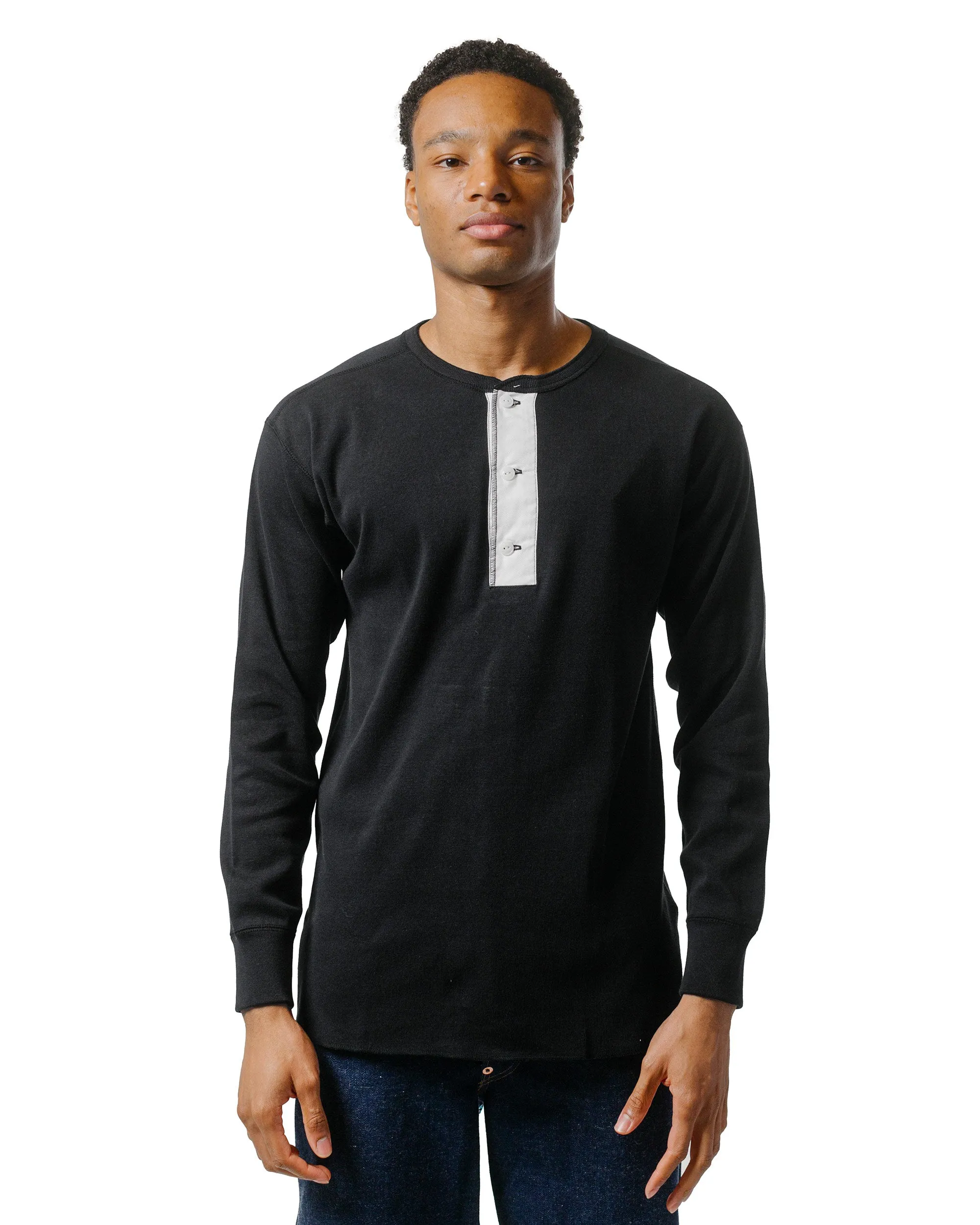 snap buttoned Soft Layers The Real McCoy's MC23111 Union Henley Undershirt L/S Black
