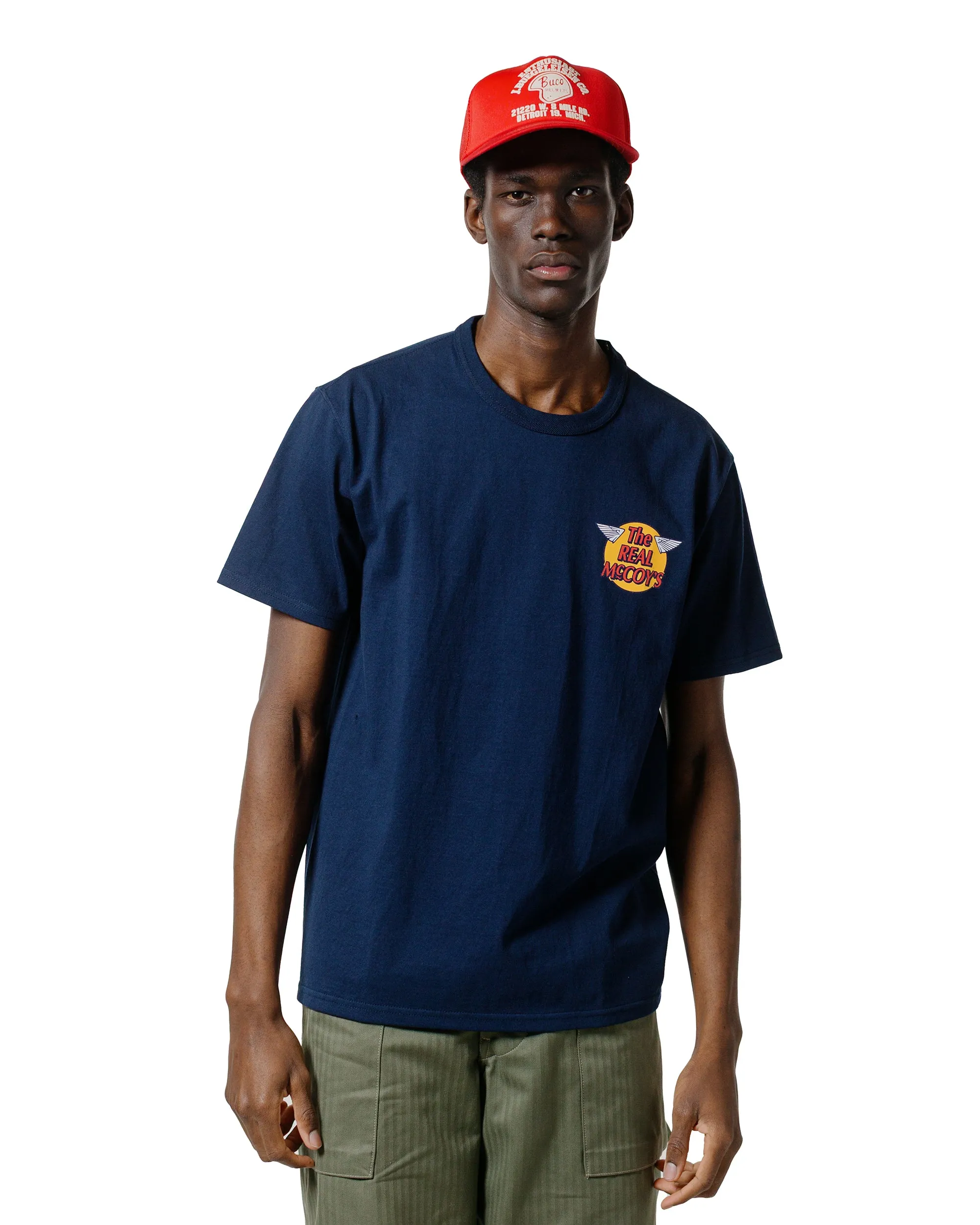 The Real McCoy's MC24004 The Real McCoy's Logo Tee S/S Navy Comfy Touch