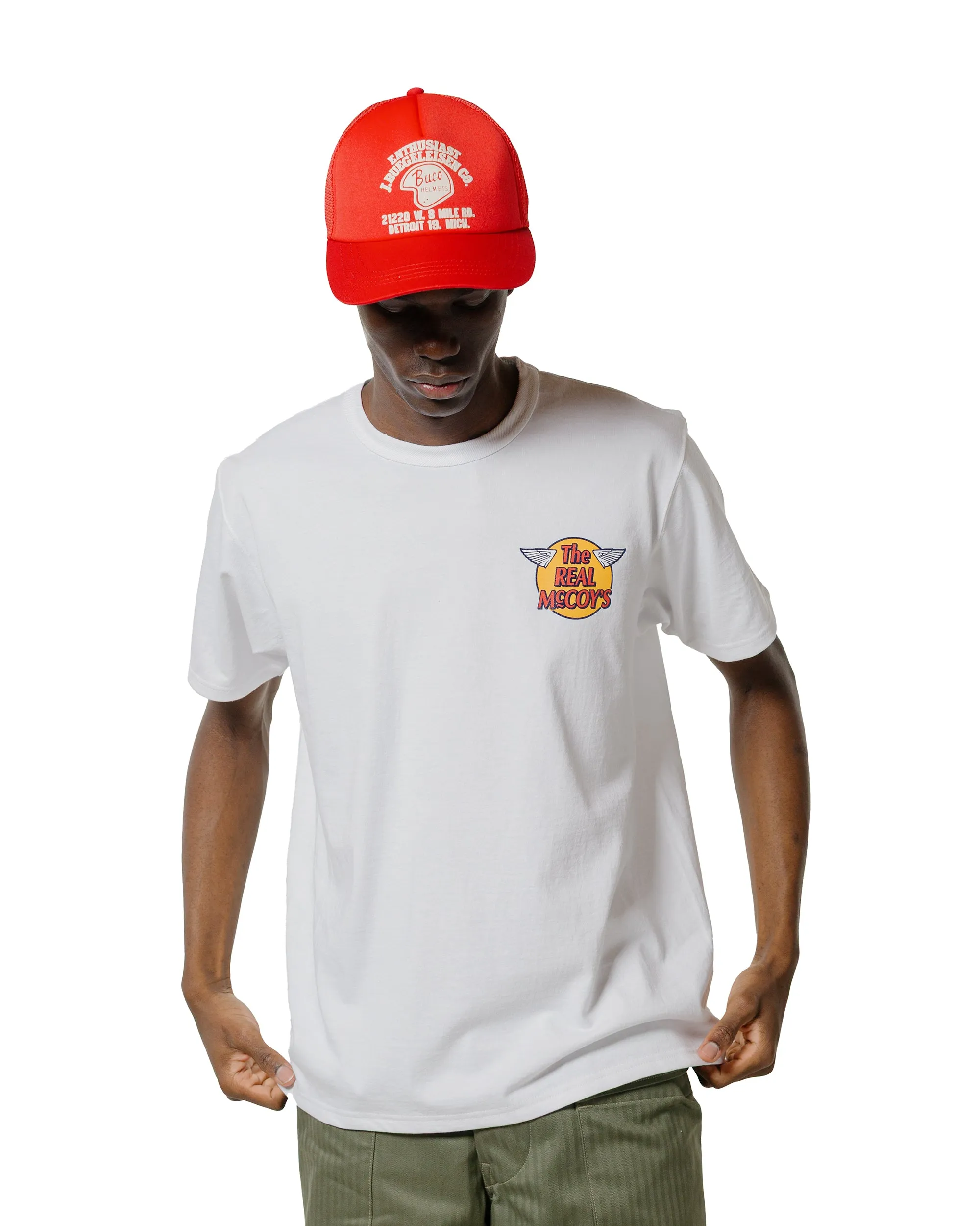 color blocking The Real McCoy's MC24004 The Real McCoy's Logo Tee S/S White