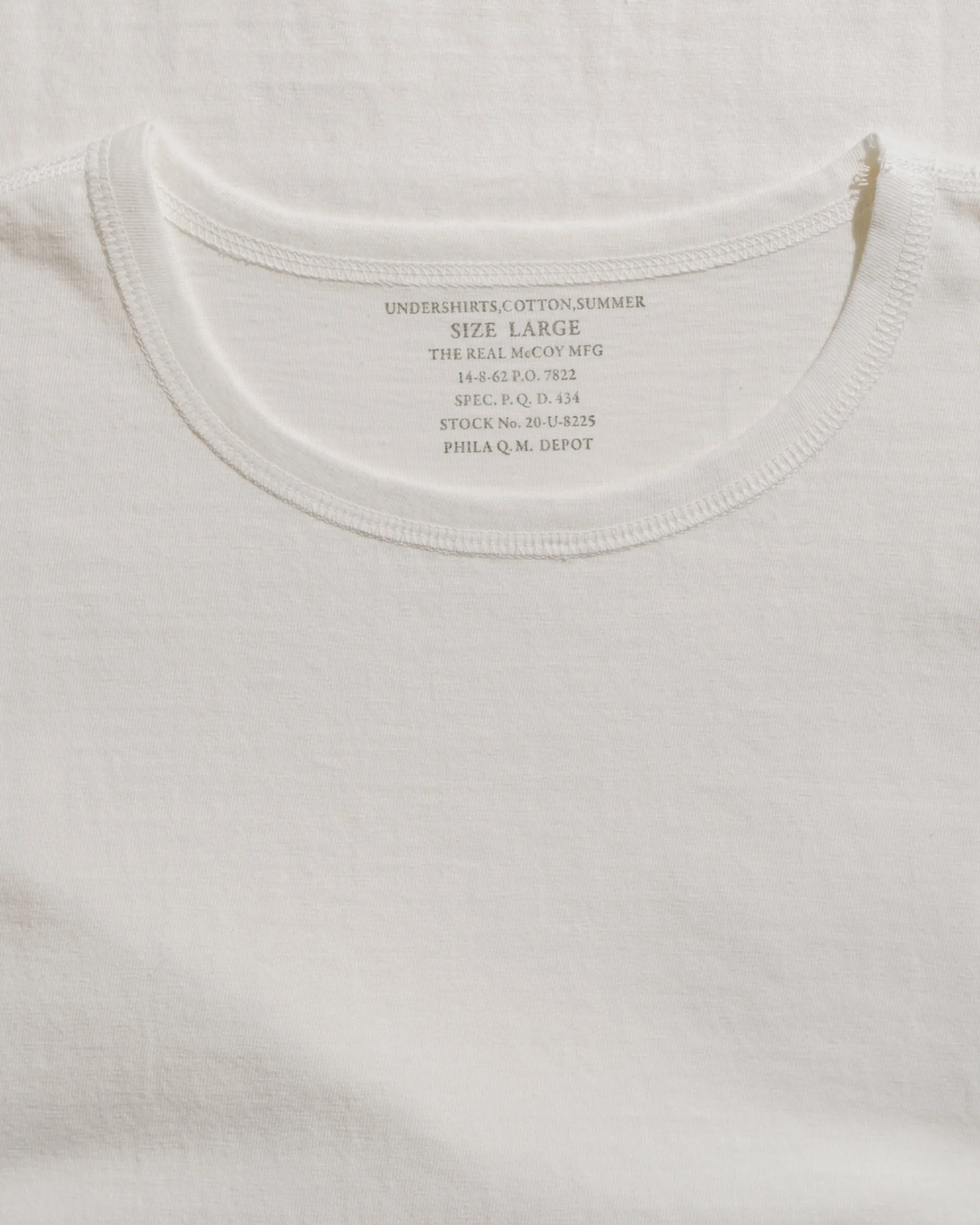 The Real McCoy's MC24014 Undershirt, Cotton, Summer White OdorResistantTechnology