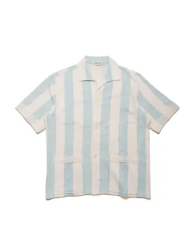 The Real McCoy's MC24015 Stripe Cotton Pile Beach Shirt Light Blue youth trend Temperature Regulating