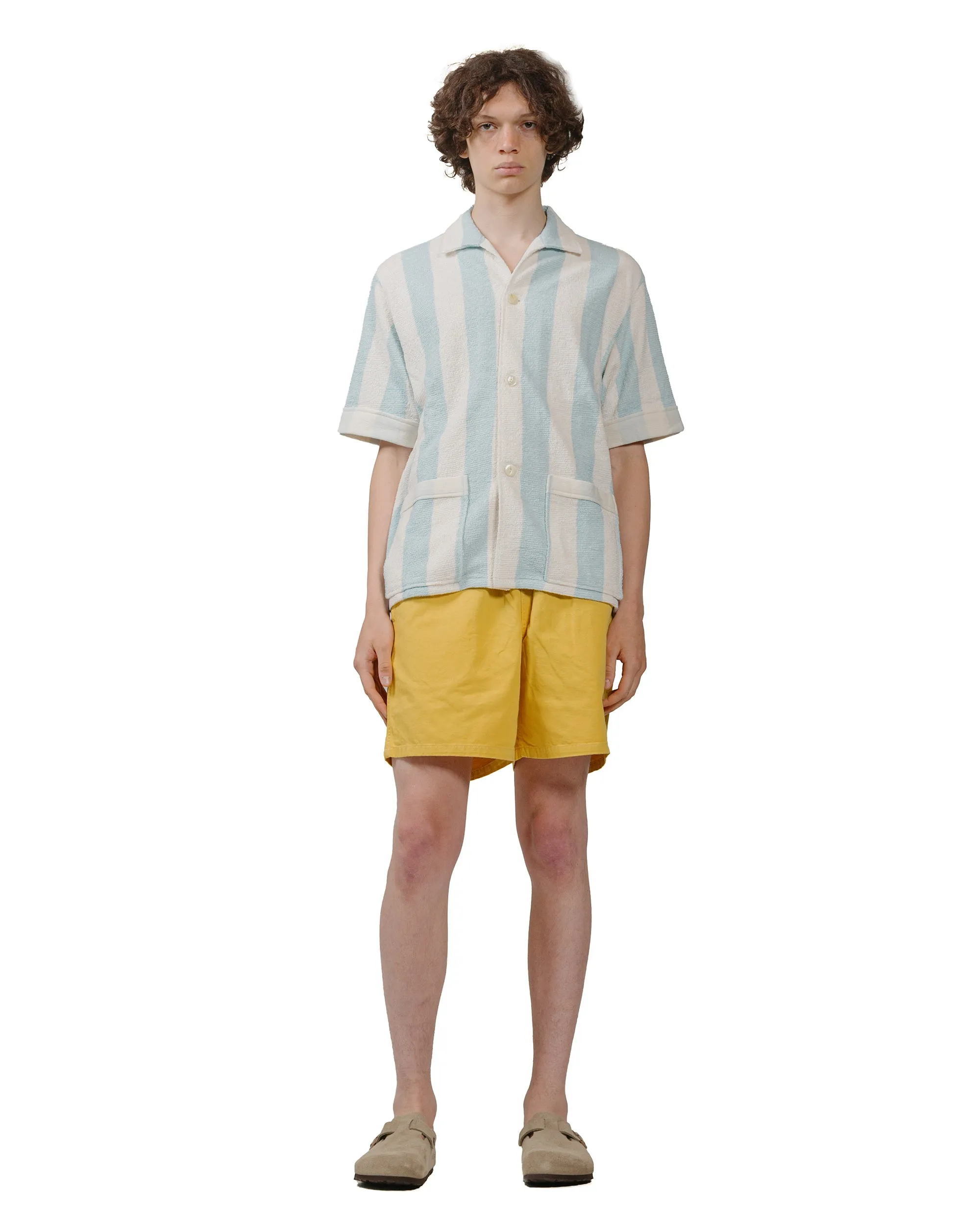 The Real McCoy's MC24015 Stripe Cotton Pile Beach Shirt Light Blue All-day Comfort