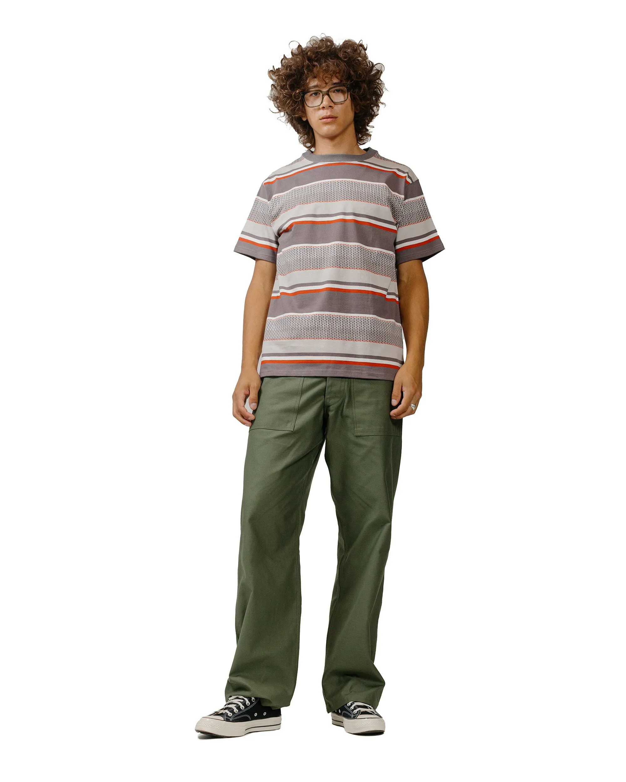 Minimalist Look The Real McCoy's MC24017 Jacquard Knit Stripe Tee Gray