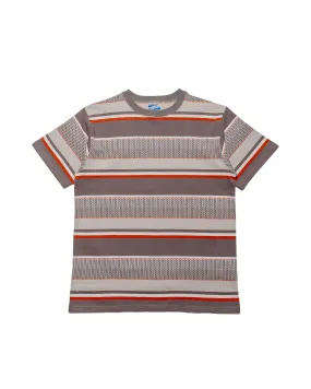 The Real McCoy's MC24017 Jacquard Knit Stripe Tee Gray Temperature Regulating Fabric Trendy Comfort