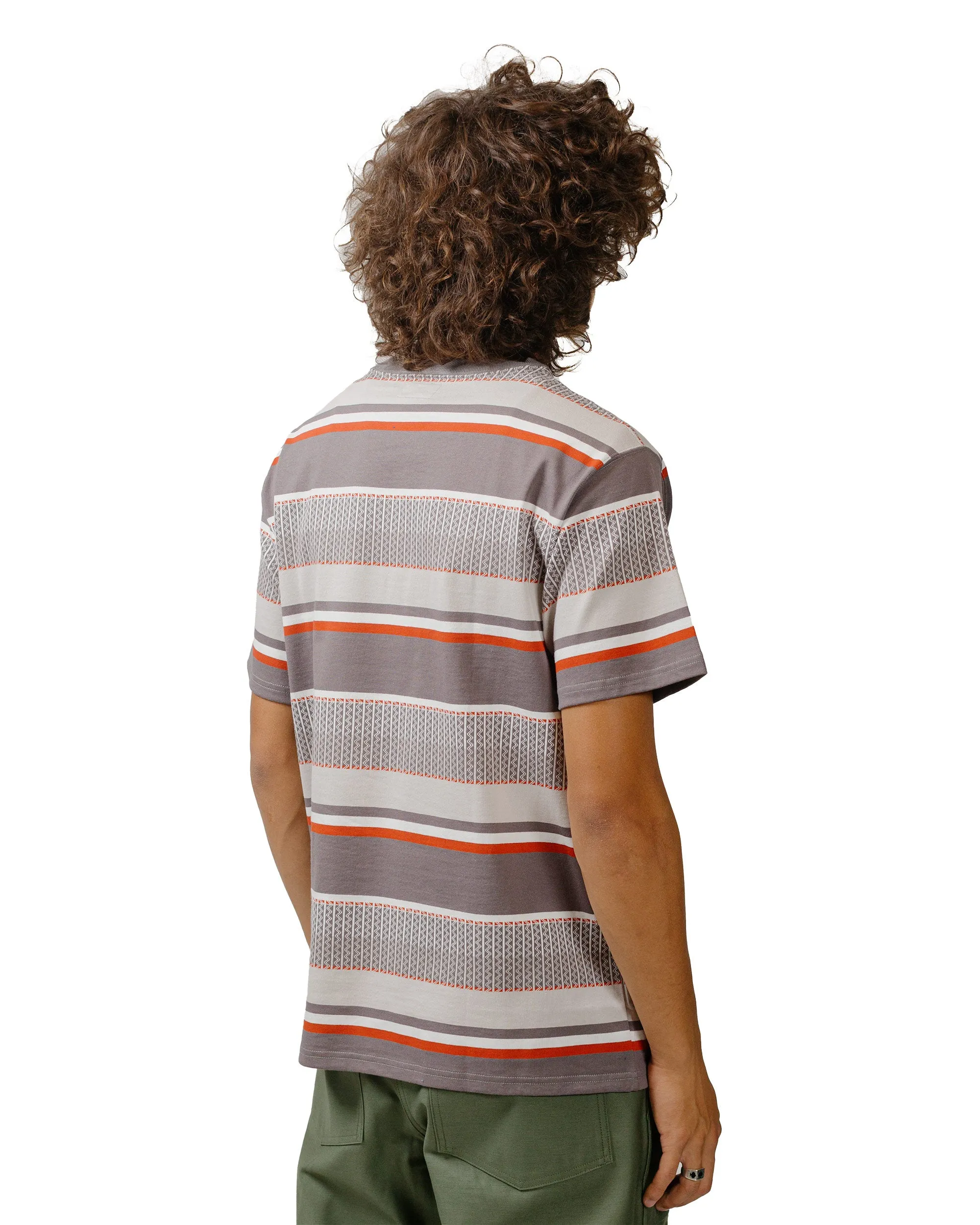 Button Down Top Rated The Real McCoy's MC24017 Jacquard Knit Stripe Tee Gray