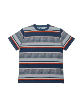 stain resistant coating Seasonal Comfort The Real McCoy's MC24017 Jacquard Knit Stripe Tee Navy