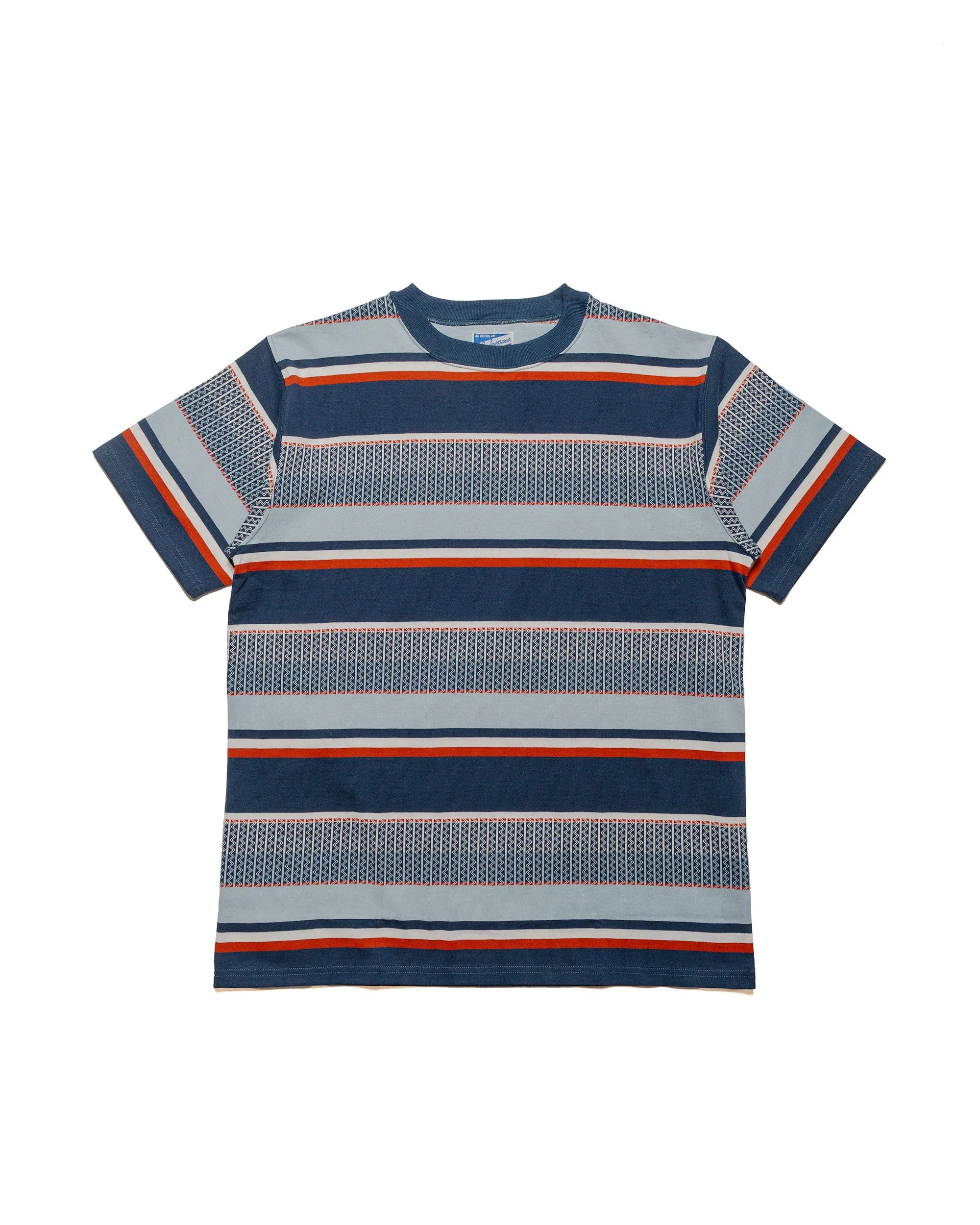 stain resistant coating Seasonal Comfort The Real McCoy's MC24017 Jacquard Knit Stripe Tee Navy