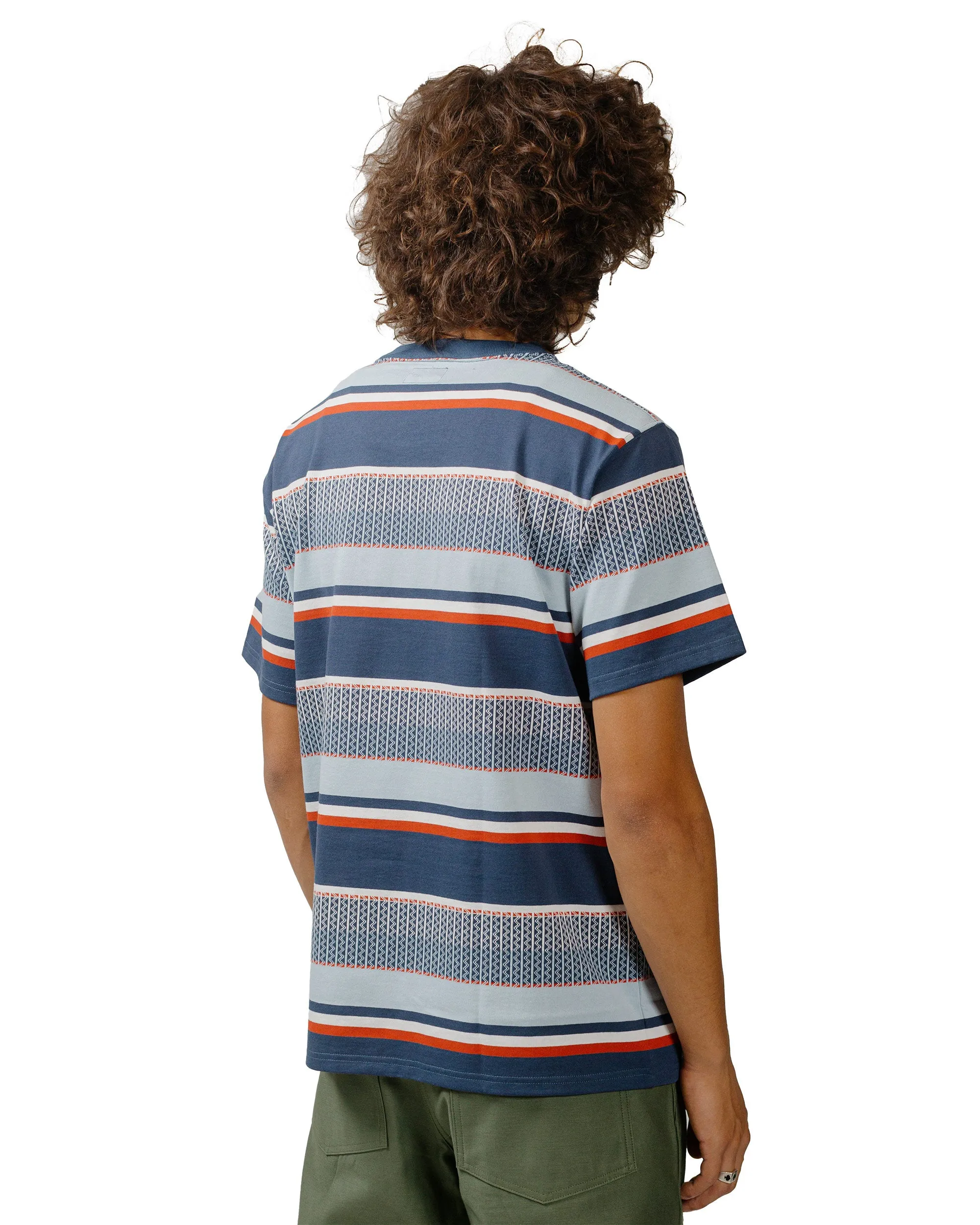 Fresh Trend Minimalist Aesthetic The Real McCoy's MC24017 Jacquard Knit Stripe Tee Navy