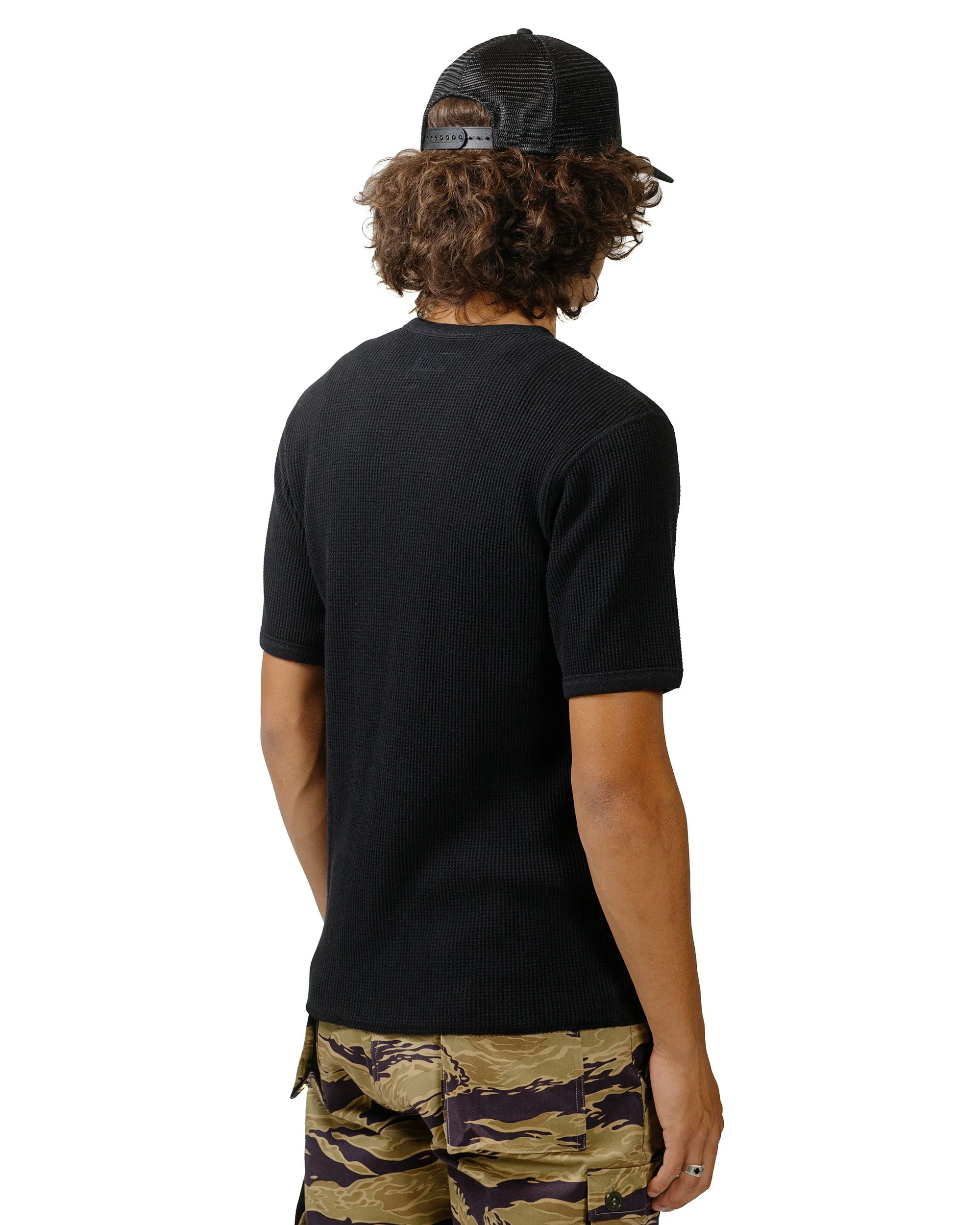 Wear Resistant Fabric Outdoor Comfort The Real McCoy's MC24018 Waffle Thermal Shirt S/S Black