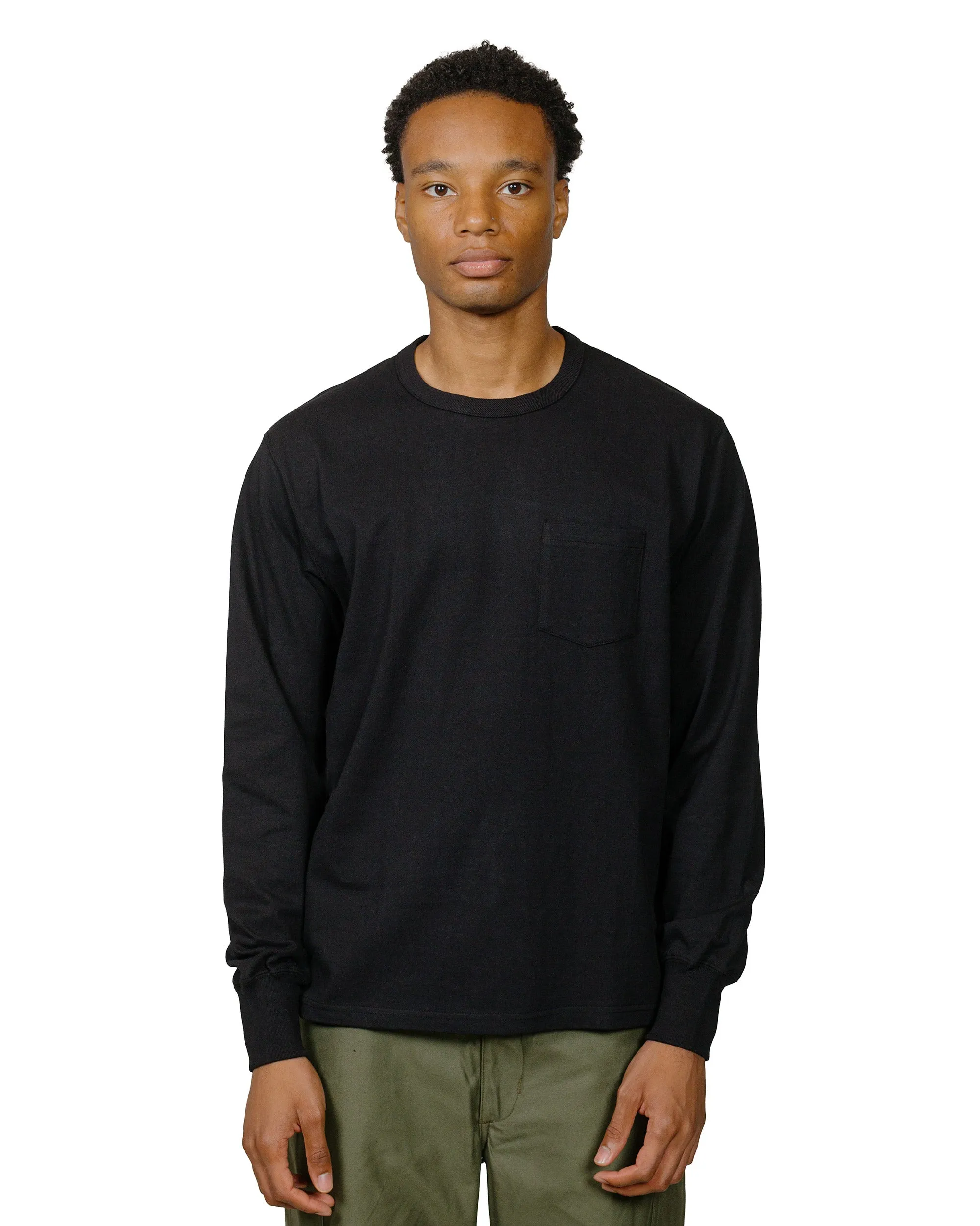 The Real McCoy's MC24019 Pocket Tee L/S Black Cozy and Fashionable