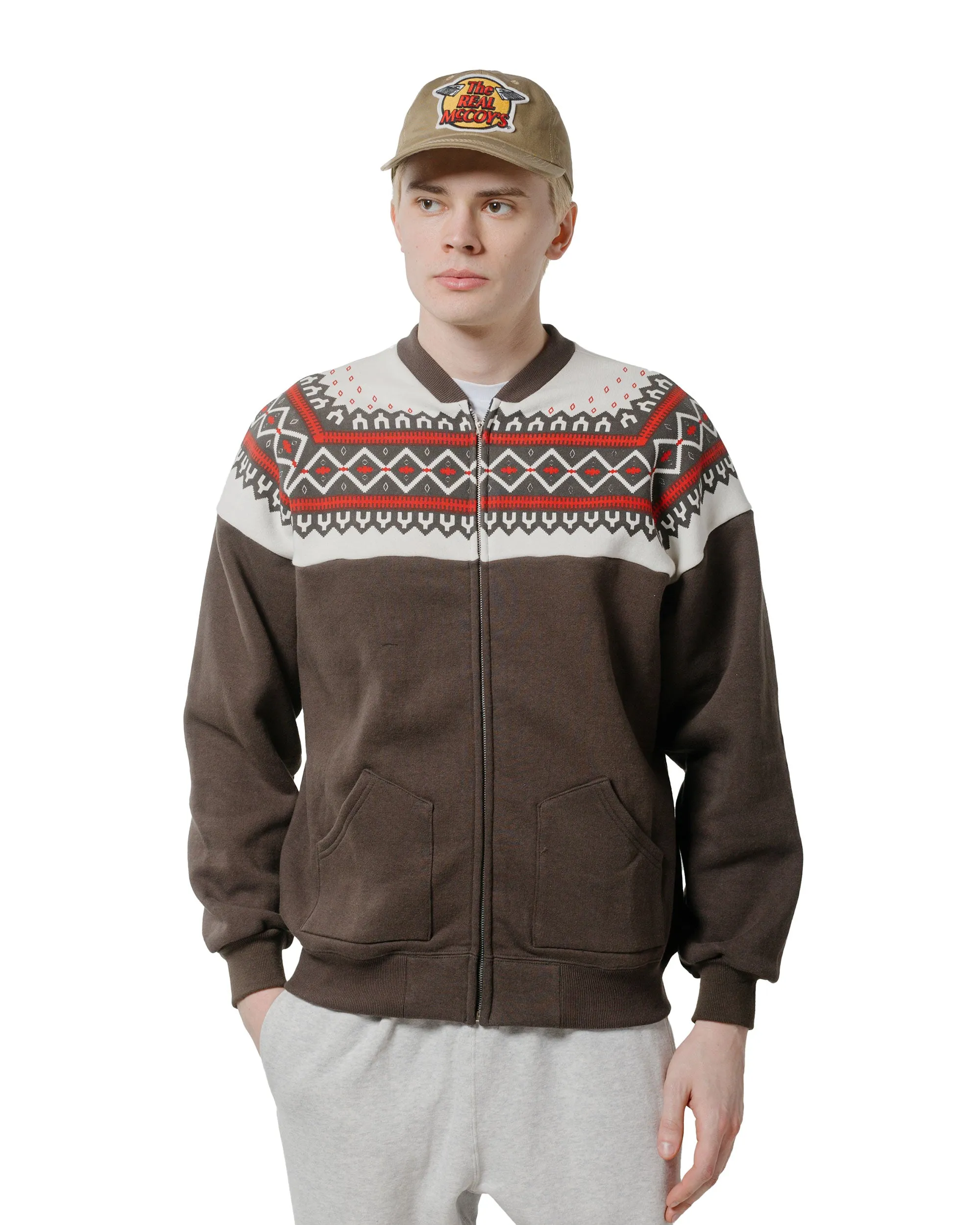 Trendy Comfort color trend The Real McCoy??s MC24112 Printed Snow Pattern F/Z Sweatshirt Charcoal