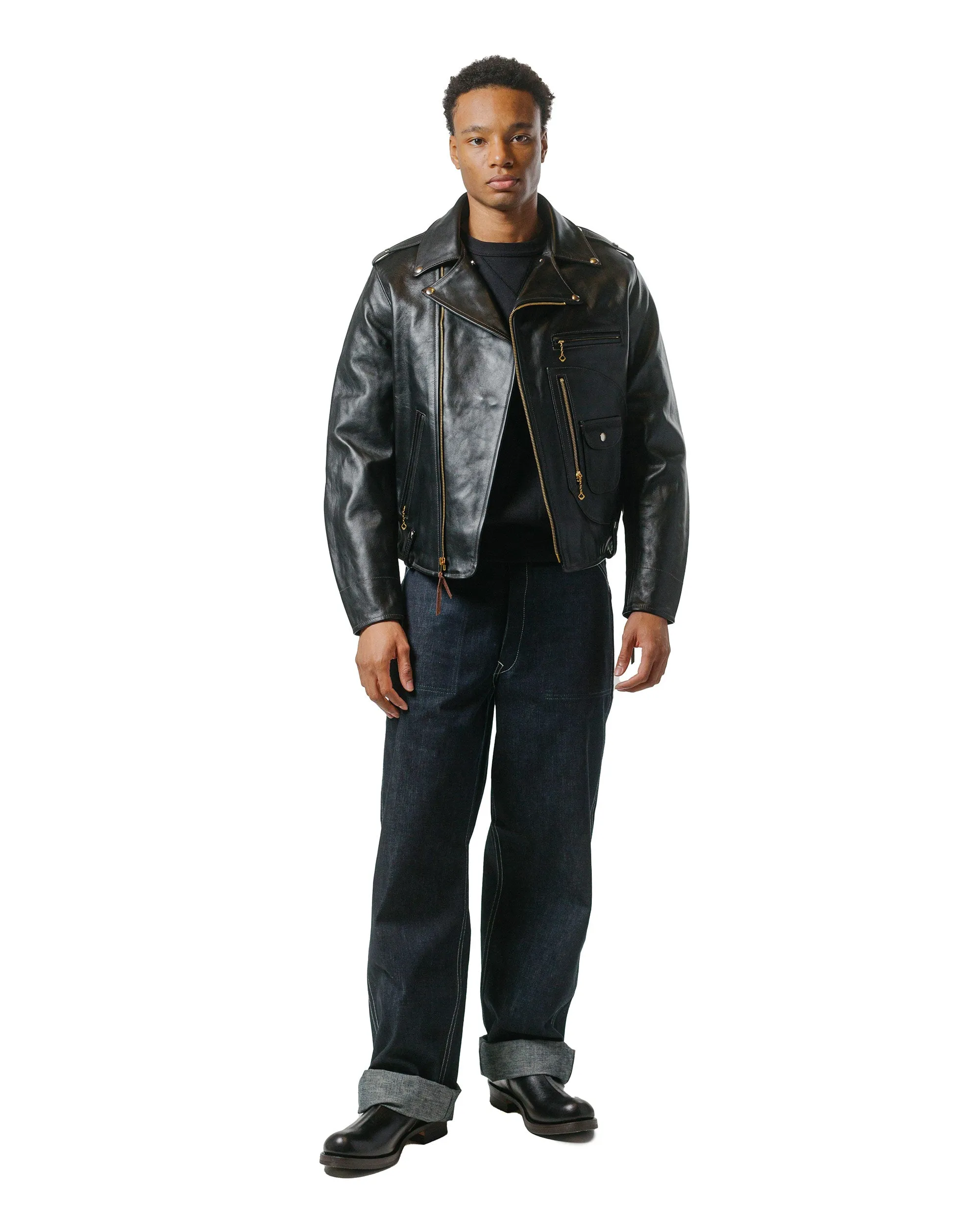 The Real McCoy??s MC24113 10 Oz. Loopwheel Crewneck Sweatshirt Black Removable